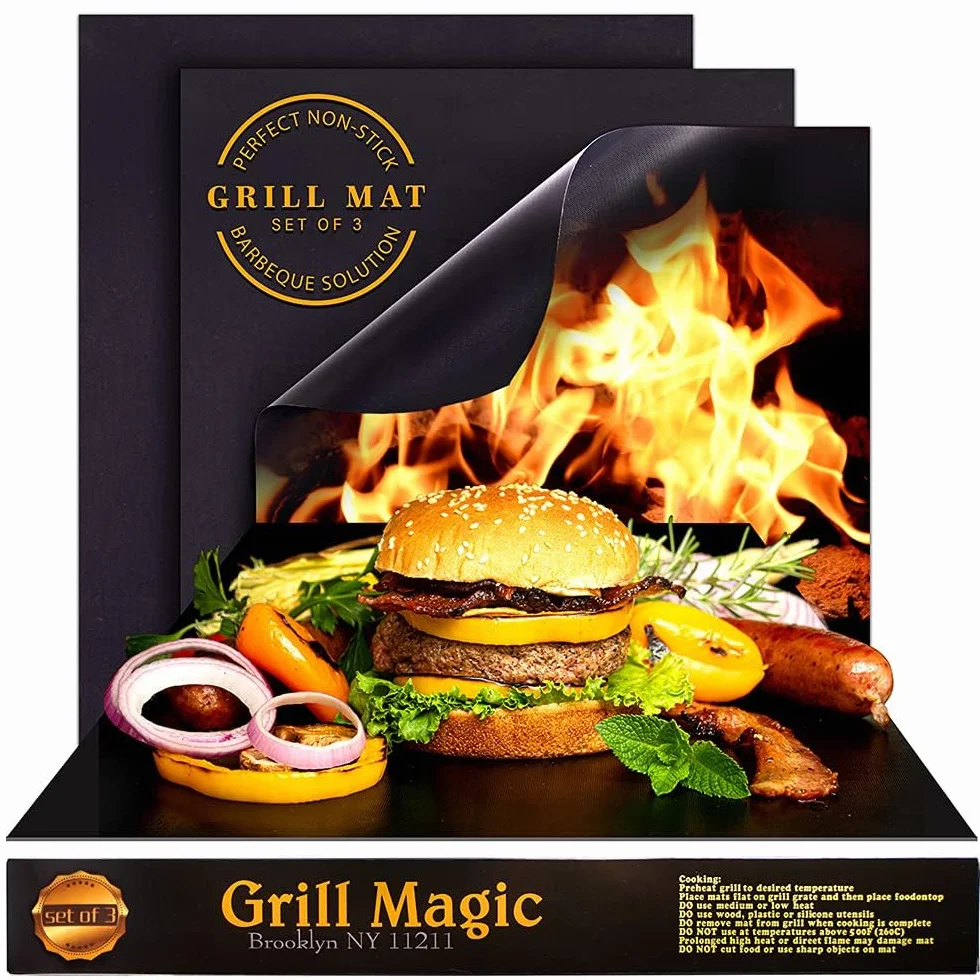 3 maty do grilla na węgiel drzewny, maty do grilla gazowego, wielokrotnego użytku, teflonowa płyta grillowa, papier do pieczenia wielokrotnego użytku, do grilla gazowego, na węgiel drzewny,