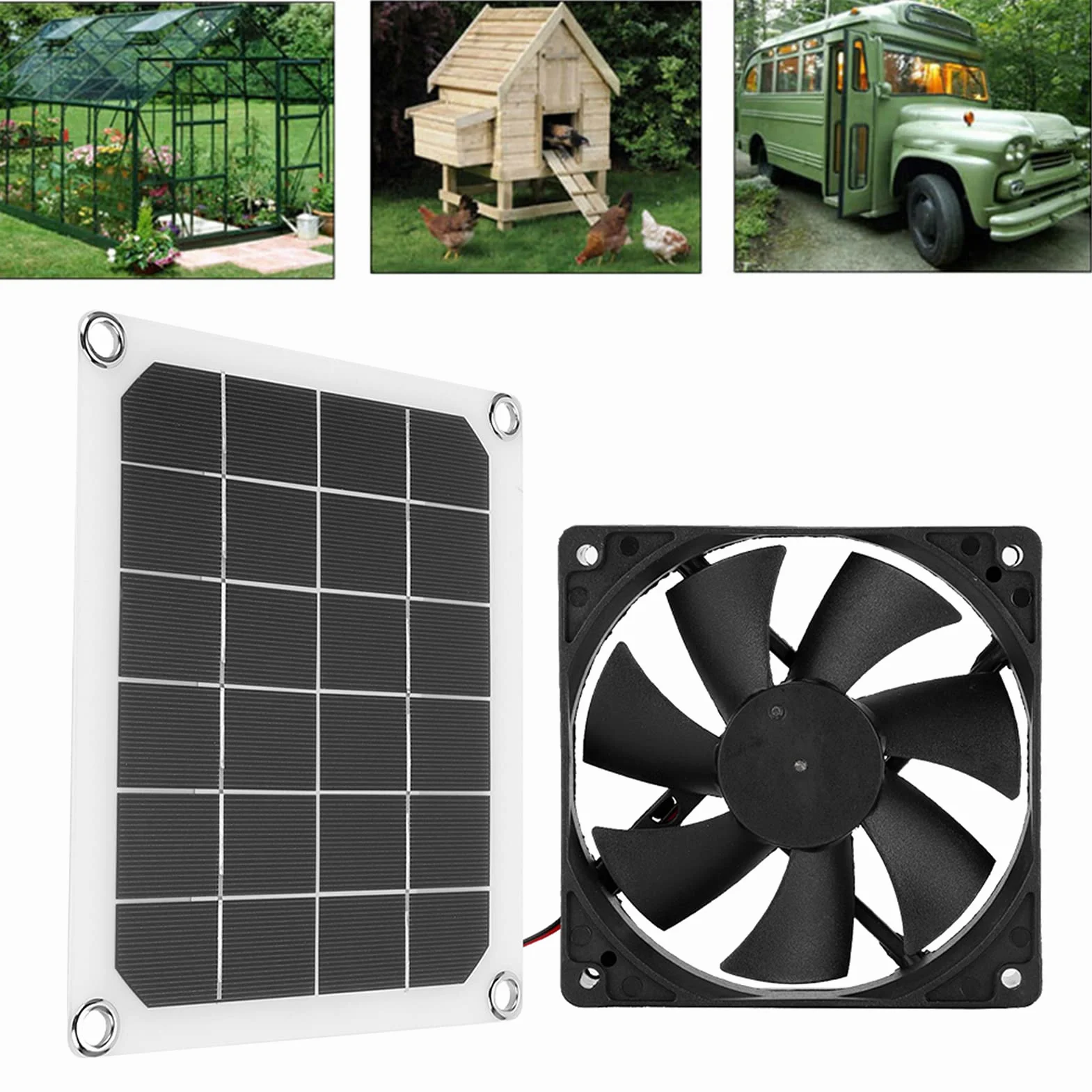 Wentylator solarny 10 W 4,7" IP67 wodoszczelny zasilany energią słoneczną do kurników szklarni