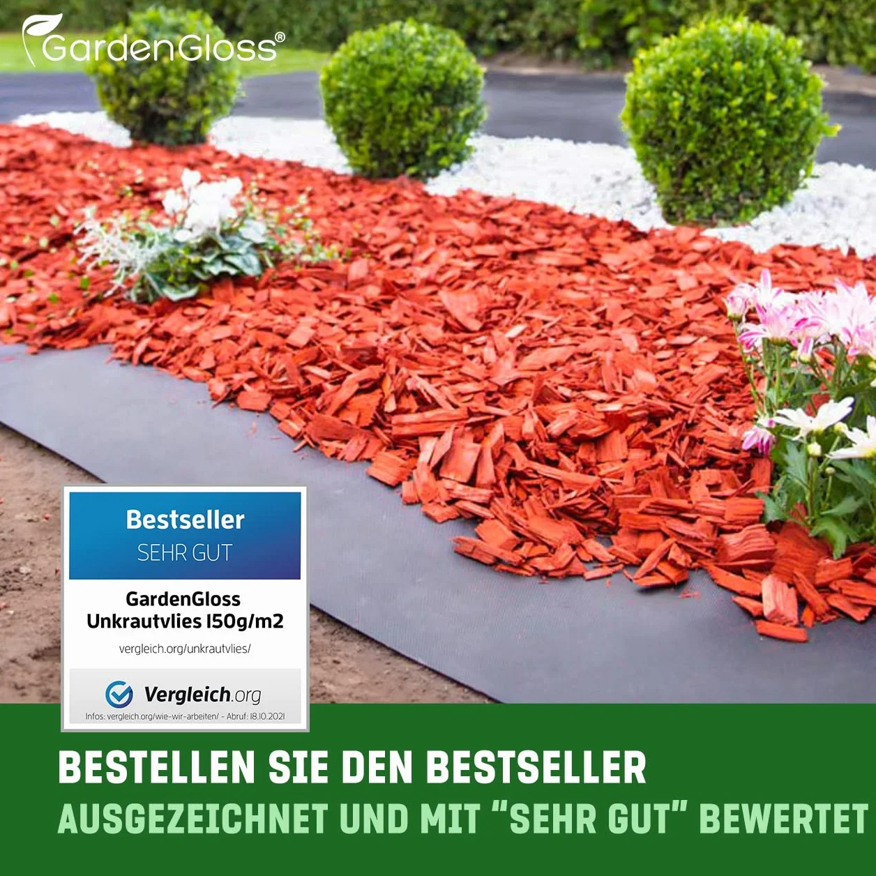 GardenGloss Agrowłóknina Przeciw Chwastom 150g/m2 30m2 15m x 2m Wodoprzepuszczalna