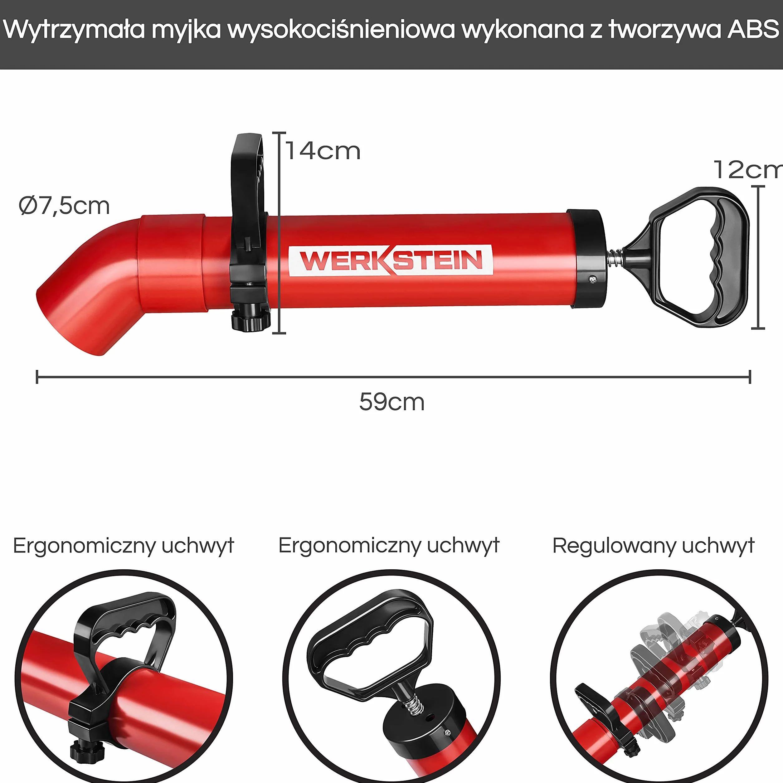 WERKSTEIN Pompa do czyszczenia rur I Wysokociśnieniowa myjka do szybkiego i skutecznego czyszczenia rur w łazienkach, kuchniach i toaletach I Made in Germany