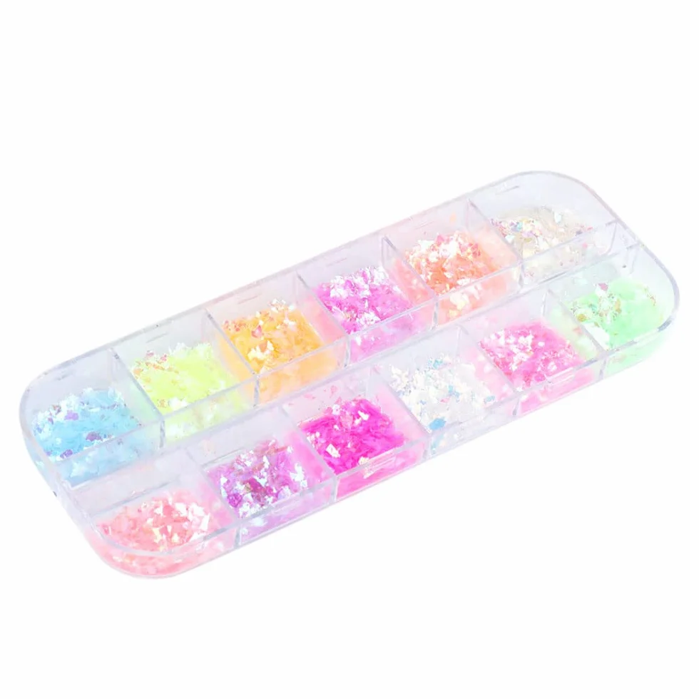 Nail Art Glitter Cekiny Płatki Opalizujące Żużel do Paznokci Brokat Chunky Płatki 3D Holograficzne Paznokcie Motyl