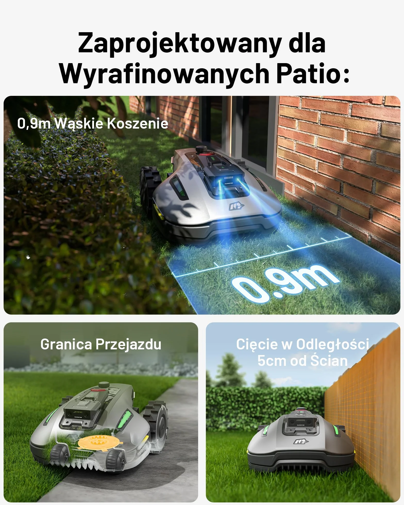 Robot koszący MAMMOTION YUKA mini 700,Zalecane 700 m², maks.1100 m², UltraSense AI Vision i RTK, nachylenie 45%, automatyczne mapowanie instalacji bezprzewodowej, zarządzanie wieloma strefami