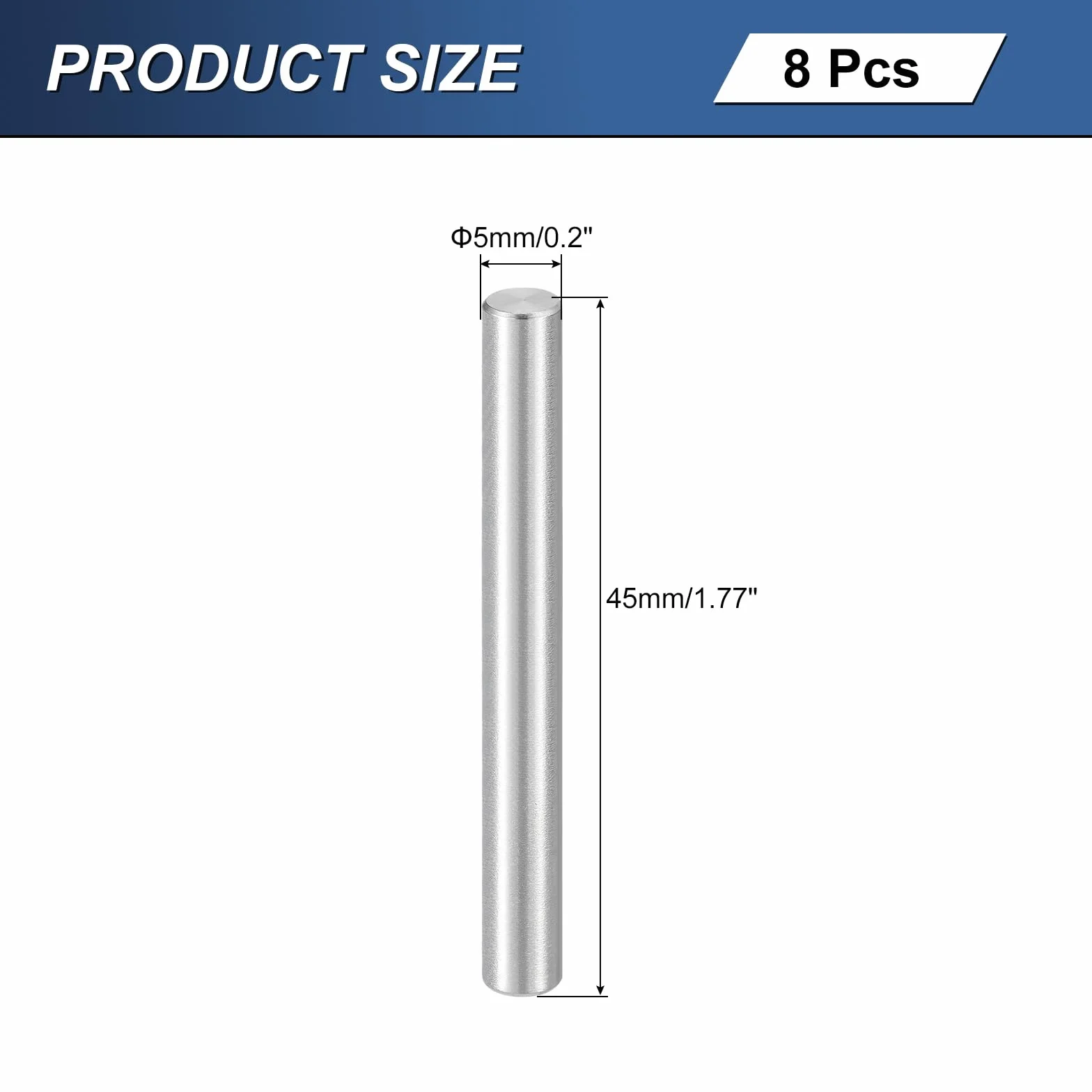 QUARKZMAN 8 szt. M5 x 45 mm 304 wtyczka centrująca ze stali nierdzewnej, cylindryczny uchwyt na półkę równoległą do produkcji mechanicznej, przemysłu, montażu mebli, srebrny