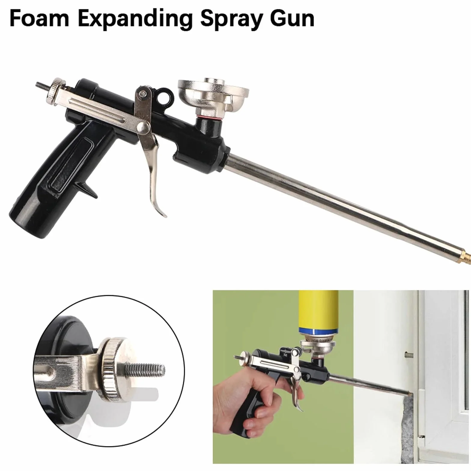 Pistolet do pianki PU, 3 sztuki, pistolet do pianki budowlanej, zestaw do uszczelniania, wypełniania, uszczelniania, do użytku domowego i biurowego, pistolet do pianki PU, dla majsterkowiczów i