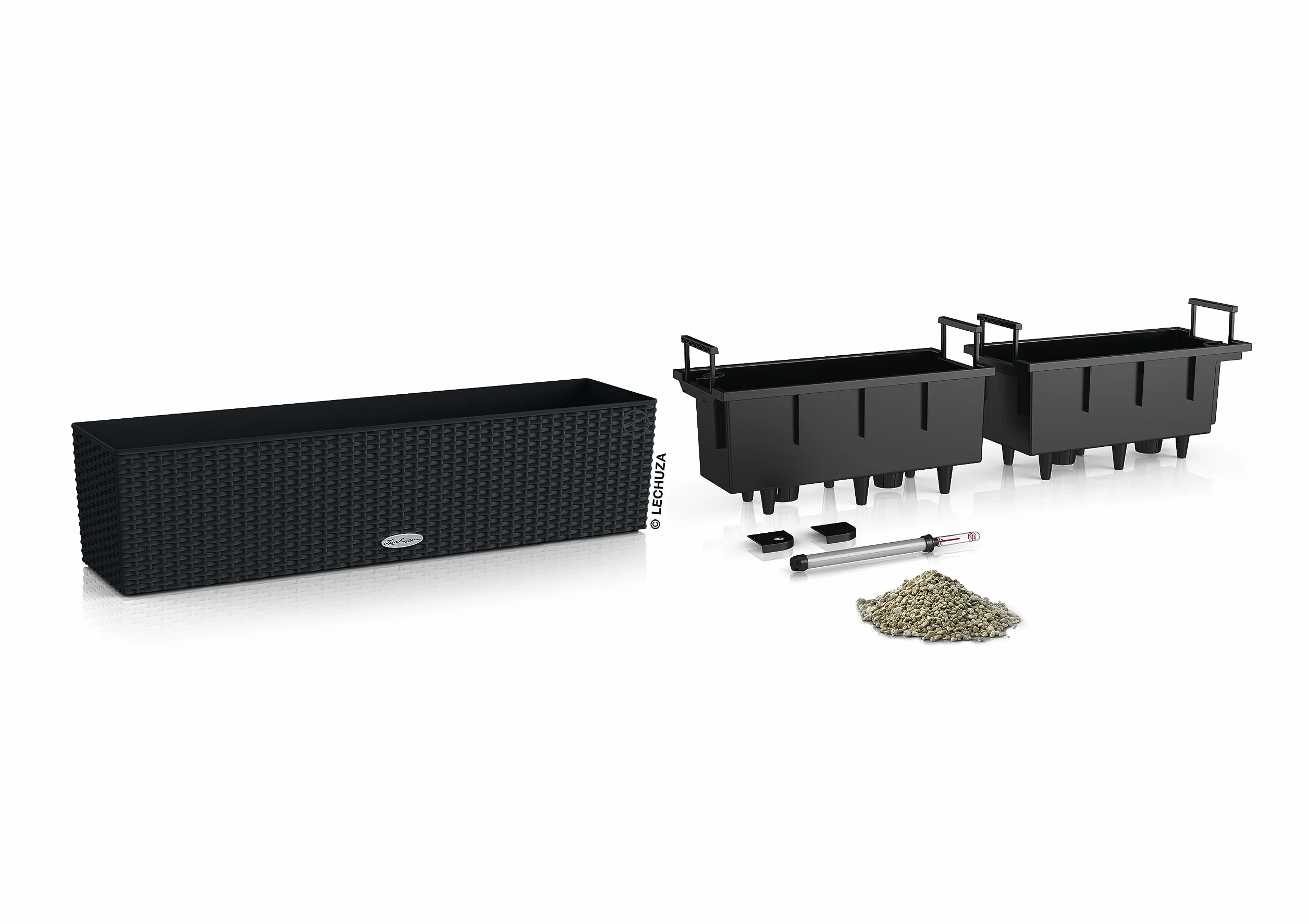 Lechuza Donica Balconera Cottage 80 Grafitowy Czarny System Nawadniania