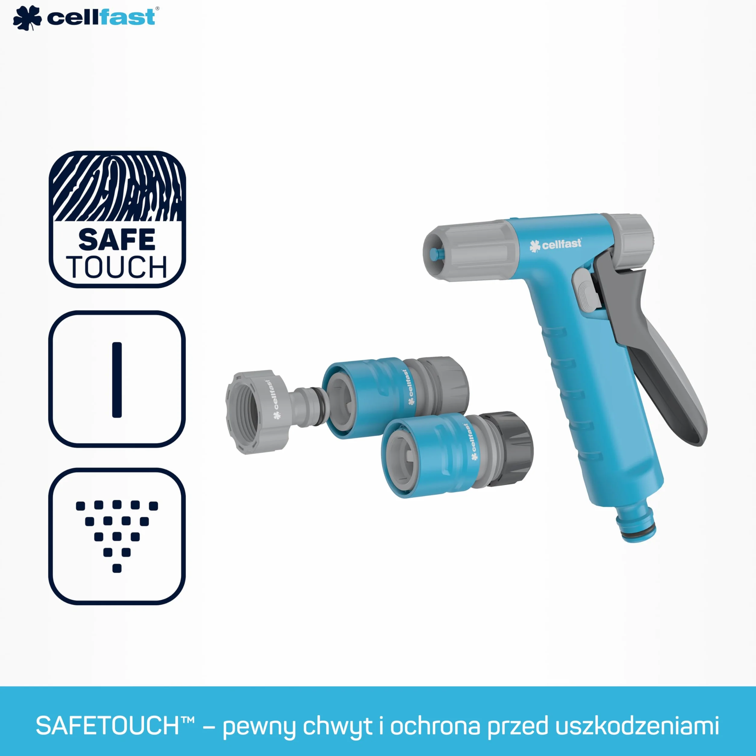 CELLFAST Zestaw Ze Zraszaczem Zraszacz Ogrodowy Do Trawnika Kwiatów Roślin Hydron Ideal 1/2" - 5/8"