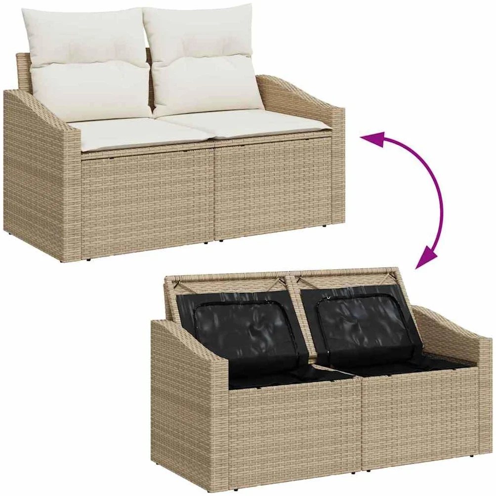 vidaXL Zestaw Sof z poduszką 7 pcs polirattan modułowa na taras ogród