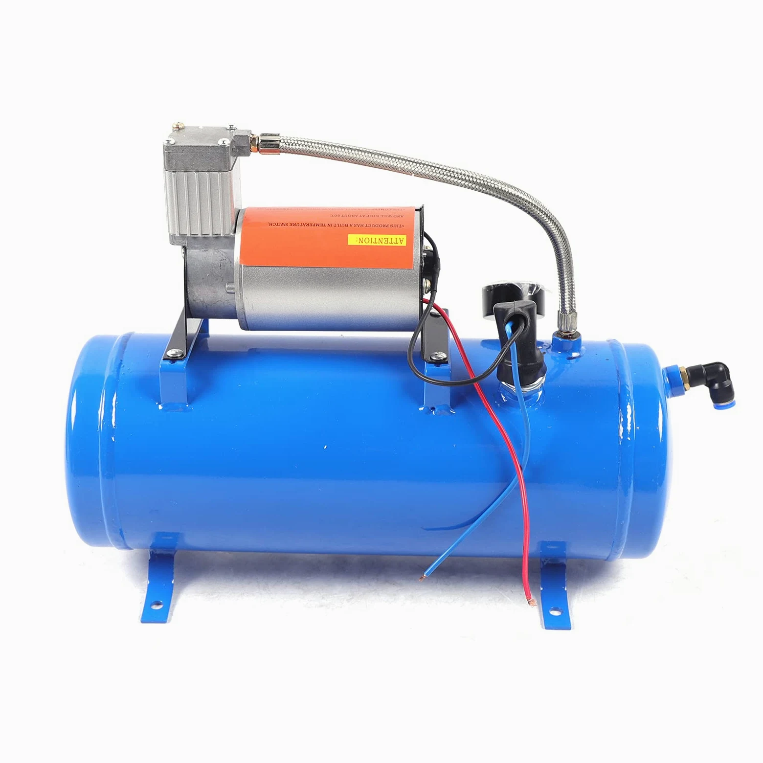 Sprężarka powietrza, zestaw 6 l, kompresor sprężonego powietrza, 150 psi, 12 V, 6 l, 4 trąbki