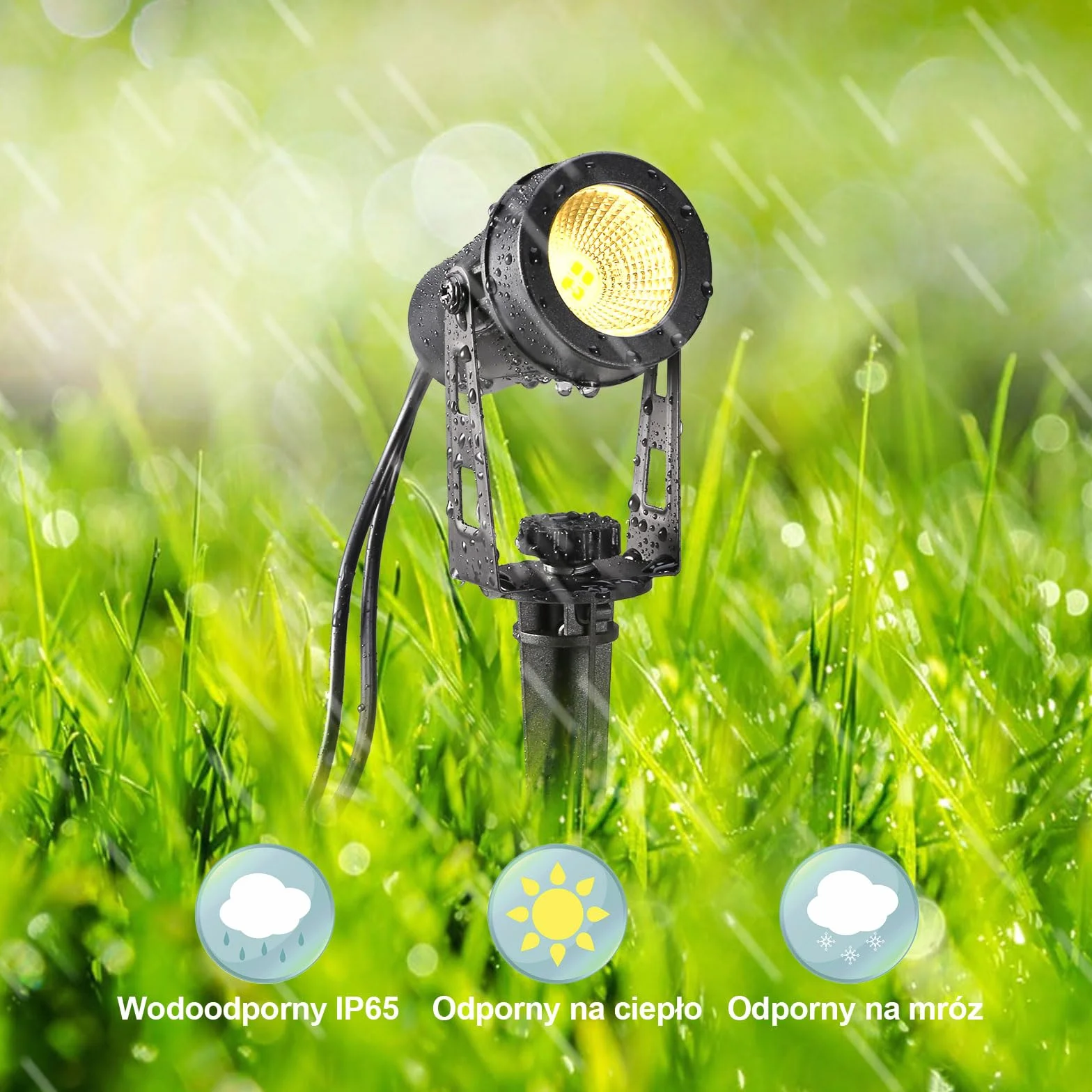 Oświetlenie ogrodowe LED, 21 m, 6-częściowy reflektor ogrodowy z uziemieniem, 12 V, 3 W, 1800 lm, lampa ogrodowa, IP65, wodoszczelna, ciepła biel, lampa ogrodowa na zewnątrz, trawnik