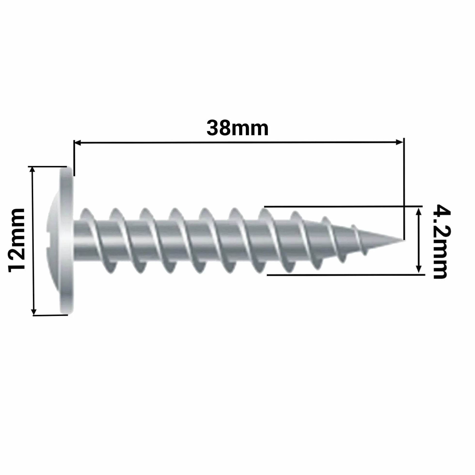 SKIR'CO (50 szt.) Malowane wkręty samogwintujące do drewna 4,2 x 38 mm, wkręt metalowy, łeb kratownicowy o zmodyfikowanym PH (białe aluminium 9006)