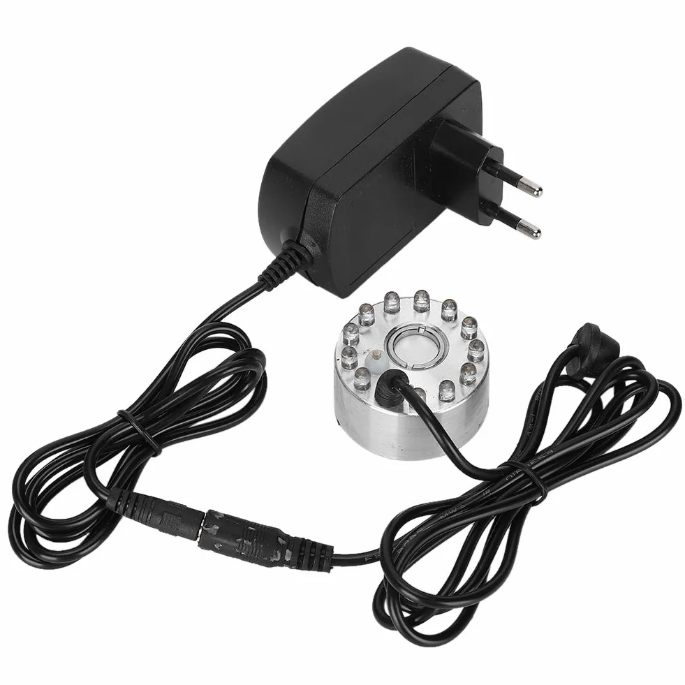 Mini Fontanna Ornament Fontanna Wodna Staw Mgła Mgła Wytwarzacz Mgły Atomizer z 12 światłami Dekoracja Krajobrazowa Idealna do Fontann Wewnątrz lub na Zewnątrz (Wtyczka UE