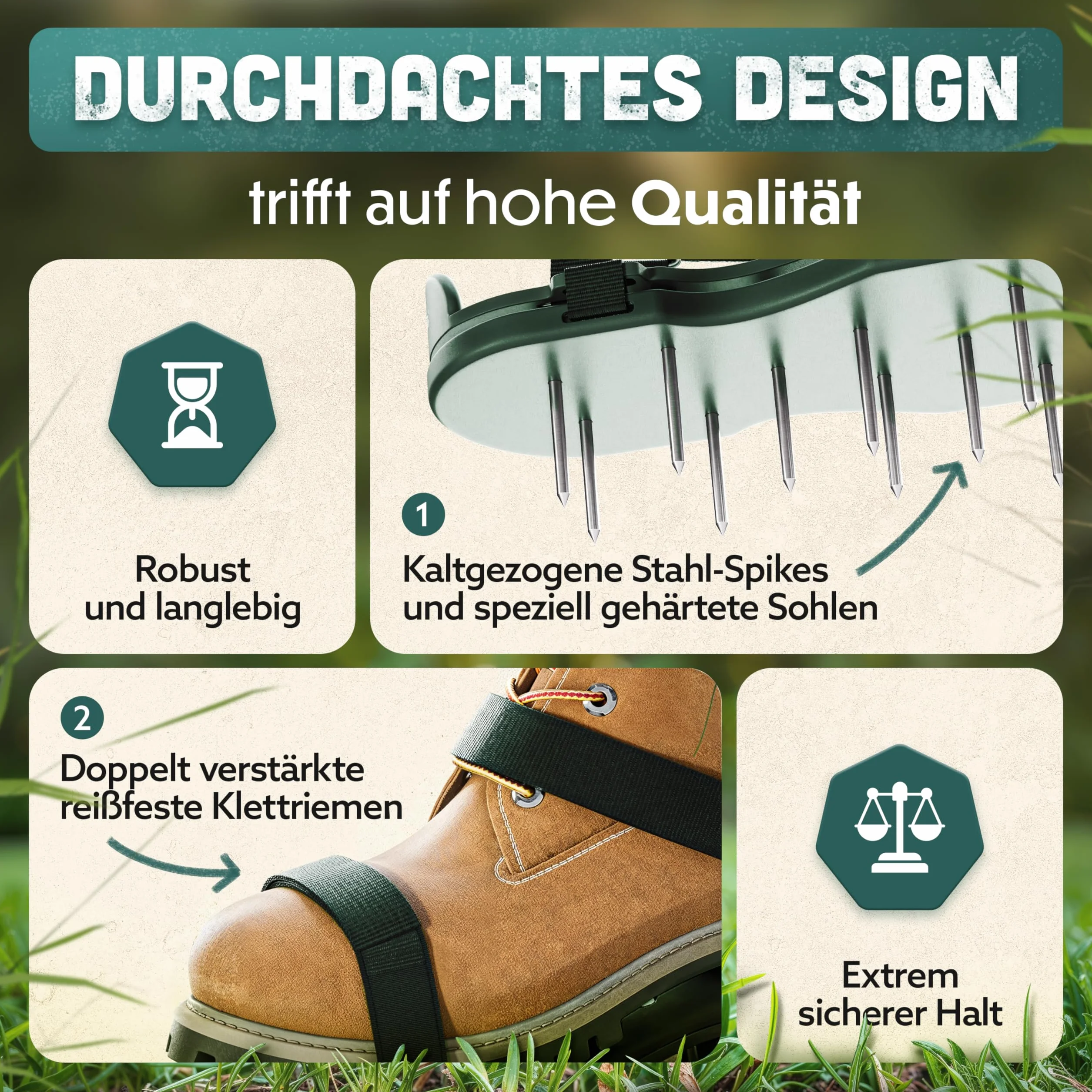 Nagelschuhe Pro | Aeratorzy do trawnika + buty do podłóg | Aerator i wertykulator do trawnika do wentylacji | Wysokiej jakości buty do trawnika do wentylacji i rozluźniania - wstępnie