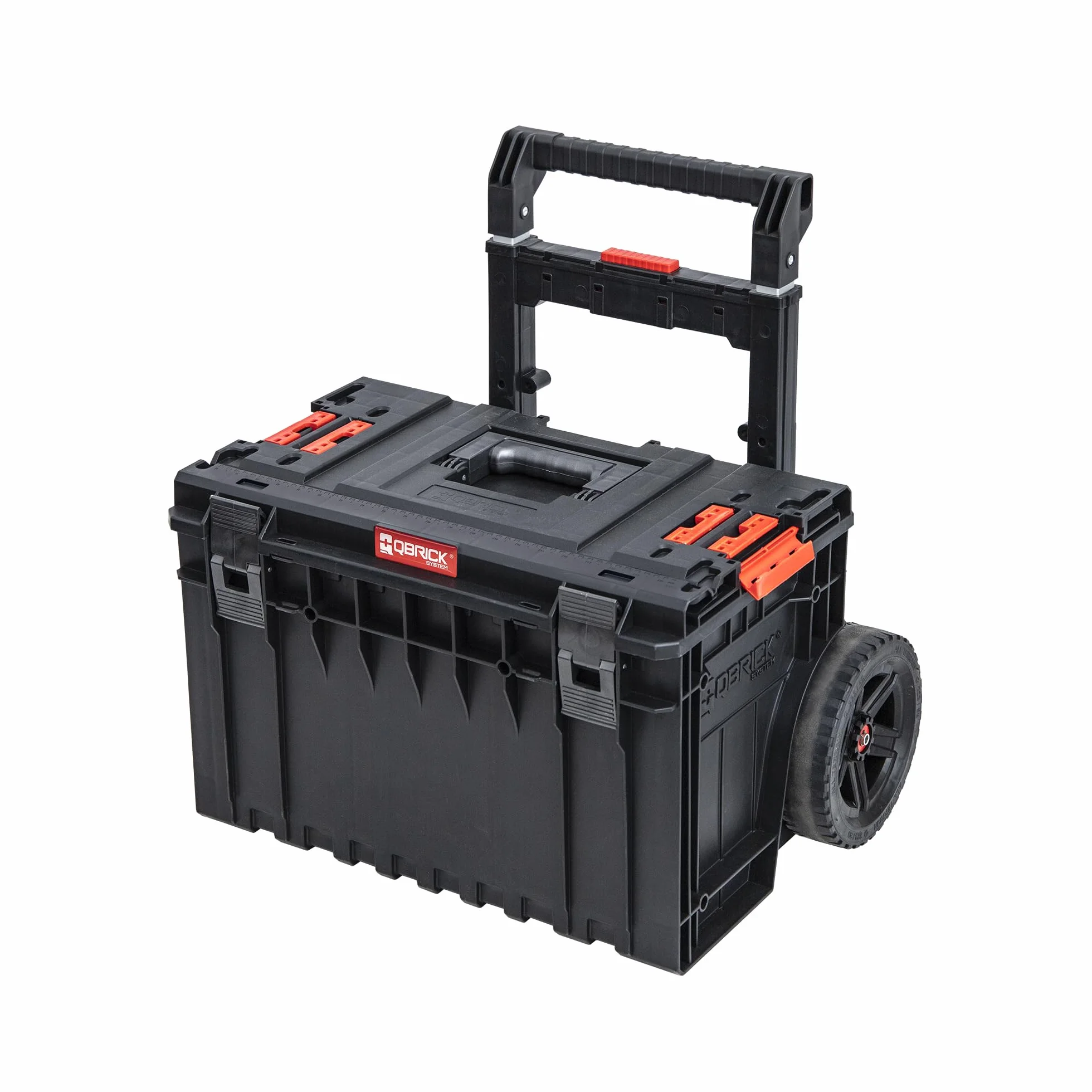 Qbrick System Walizka narzędziowa na kółkach, wózek warsztatowy, skrzynka narzędziowa, pusta skrzynka na narzędzia, skrzynka na narzędzia, ONE Cart 2.0, czarna, 641 x 485 x 660 mm