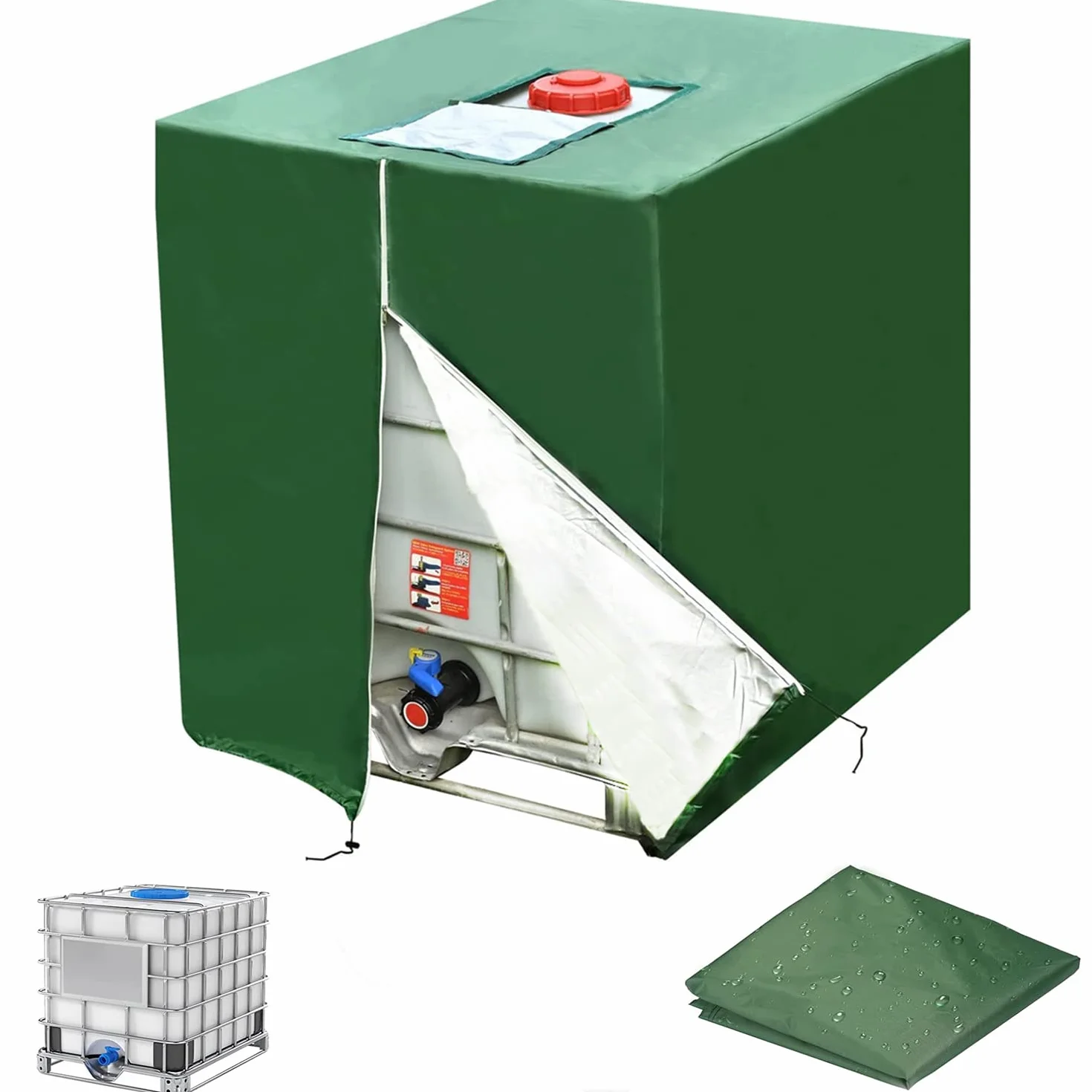 Pokrowiec na zbiornik IBC 1000L, wodoodporny, UV, pyłoszczelny (120x100x116 cm)