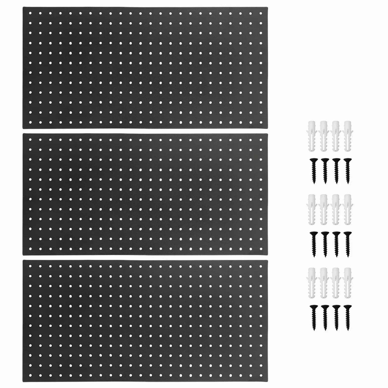 HUIOP Metalowe Panele ścienne z Pegboardami Modułowe Tablice z Narzędziami do Organizowania Narzędzi 24 Cale X 12 Cali Czarny Organizer ścienny Pegboardami Przechowywanie Narzędzi