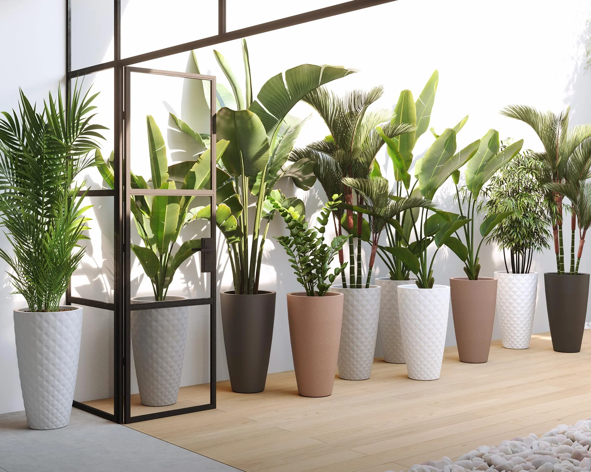 Artevasi Havana Tropical wysoka doniczka, do wewnątrz i na zewnątrz, z wkładką, 70 cm, kolor: biały granit