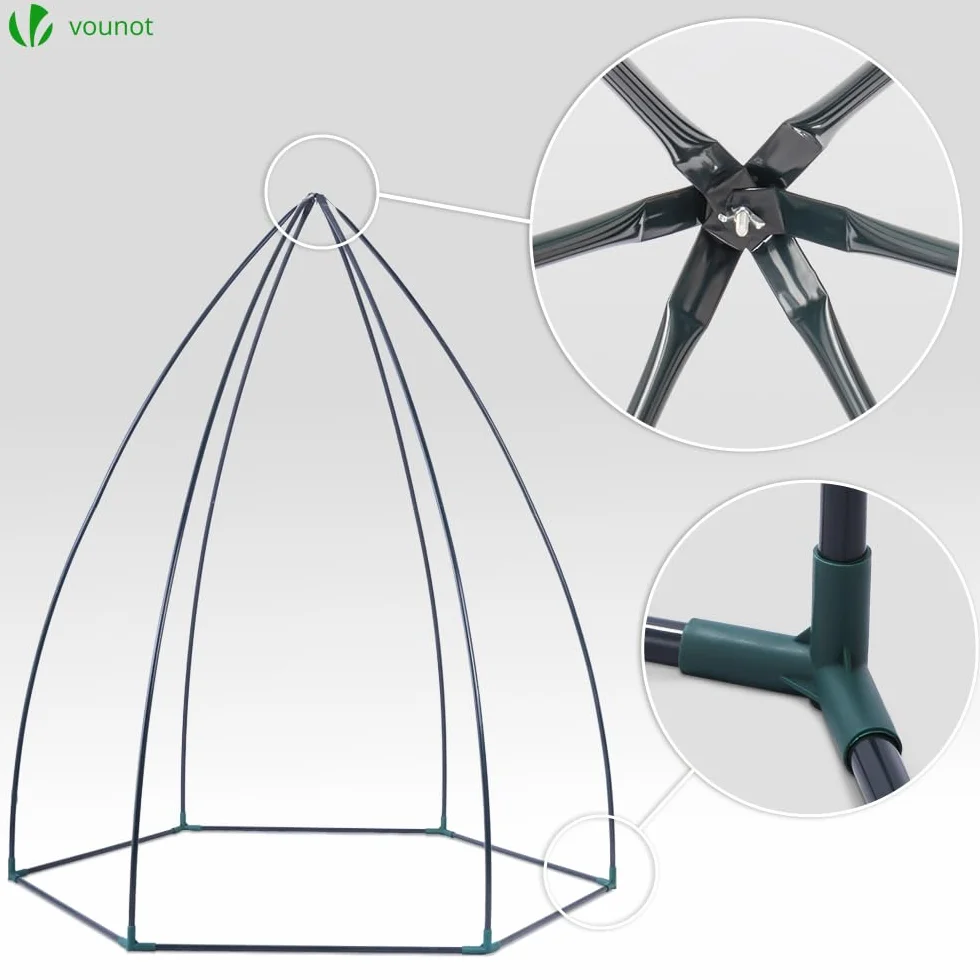VOUNOT Szklarnia Ogrodowa PE Zimowa, Kopuła na Warzywa i Kwiaty, Tipi ze Wzmocnioną Plandeką 135g/m2 na Pomidory, Balkon i Taras, Mała 160 x 160 x 180