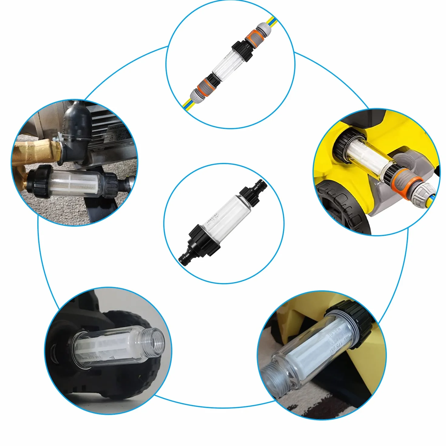 Zestaw filtrów do wody 3/4" z wkładem filtracyjnym i szybkozłączkami czarny