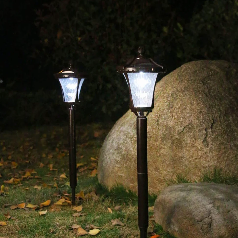 Solarne lampki na słupki zewnętrzne wodoodporne do ogrodzenia trawnika ogrodowego, od zmierzchu do świtu, automatyczne włączanie/wyłączanie, lampa LED, pasuje do słupków 4 x 4, nowoczesna