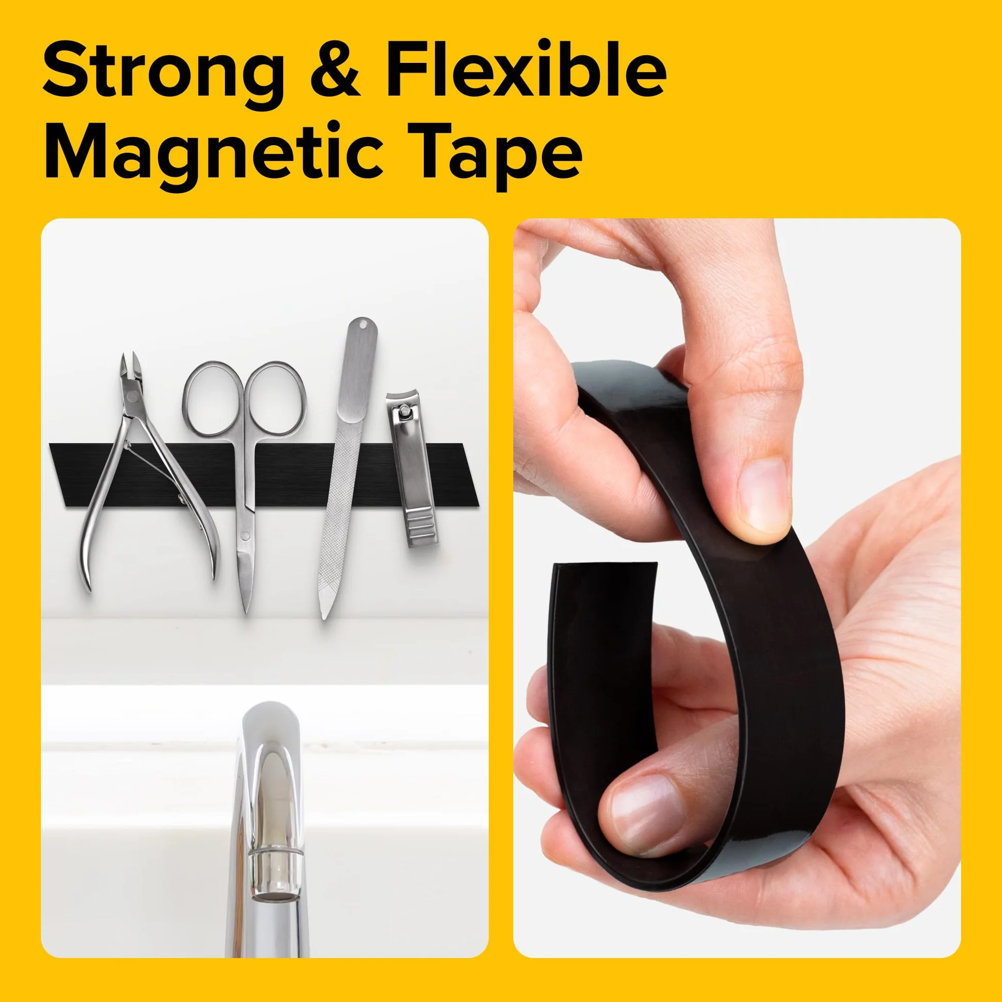 Taśma magnetyczna A+B – 8 cm x 1 cm x 0,07 cala – samoprzylepna rolka taśmy magnetycznej z linijką