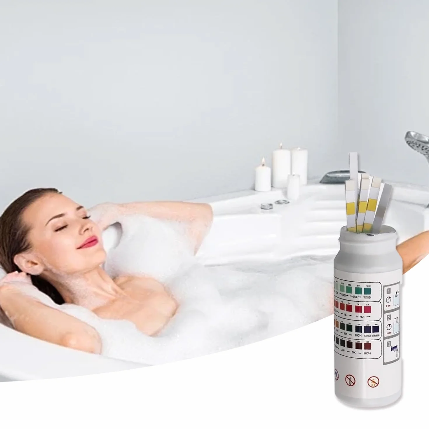 Onperpoe 100 sztuk 6 w 1, paski testowe pH i chloru, cyfrowe paski testowe wartości pH, tester wody, do akwarium, pomiar twardości wody, do testowania basenu, testowania kwasu cyjanurowego