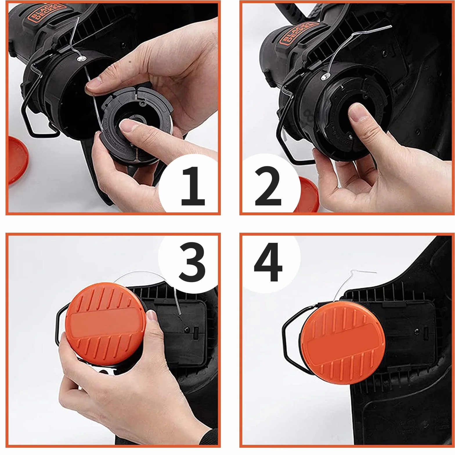 Zestaw 6 szpulek żyłkowych A6481 A6485 do podkaszarki Black Decker STC1820CM STC1820PC STC1820EPC STC1840EPC ST5530 ST1823 GLC1823L20 (6 szt. + 1 copertura + 1 molla)