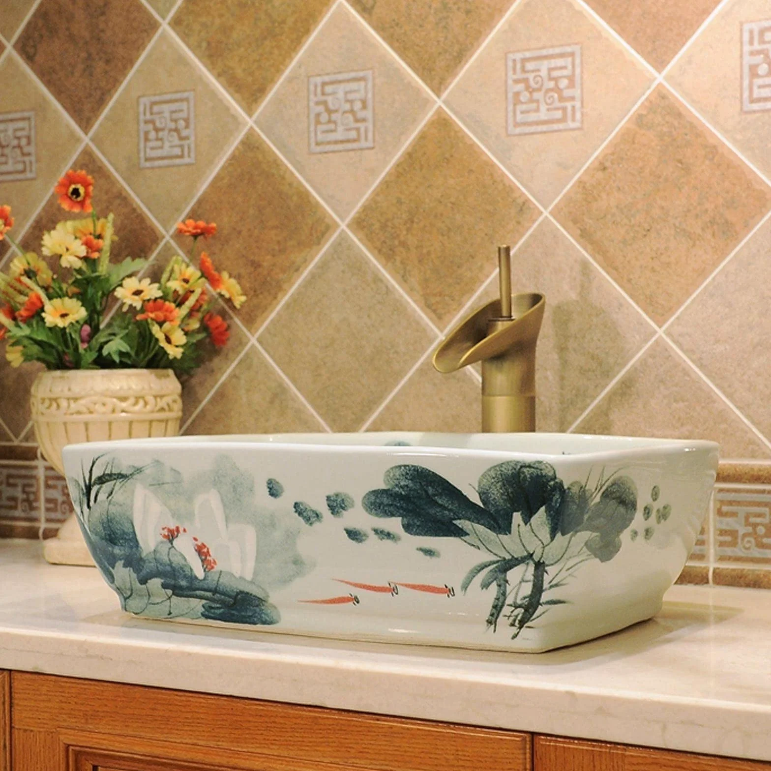 Prawdziwy ceramiczny Retro umywalka łazienkowa Umywalka na blat