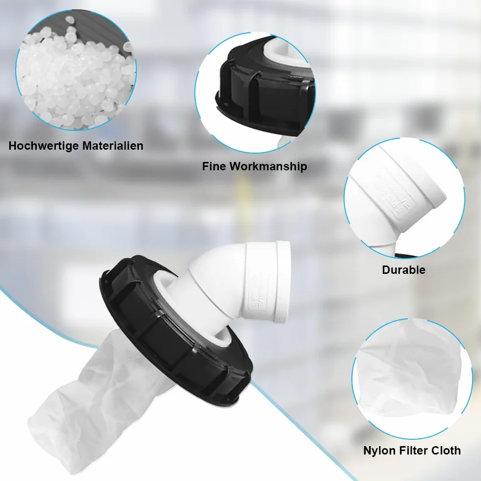 mizikuu IBC filtr pokrywy, 45°IBC, filtr pokrywy, 163 mm, nylonowy filtr wody deszczowej, zmywalny, z pokrywką, pokrywa filtra IBC, z łukiem, filtr IBC, akcesoria do zbiornika na wodę deszczową IBC,