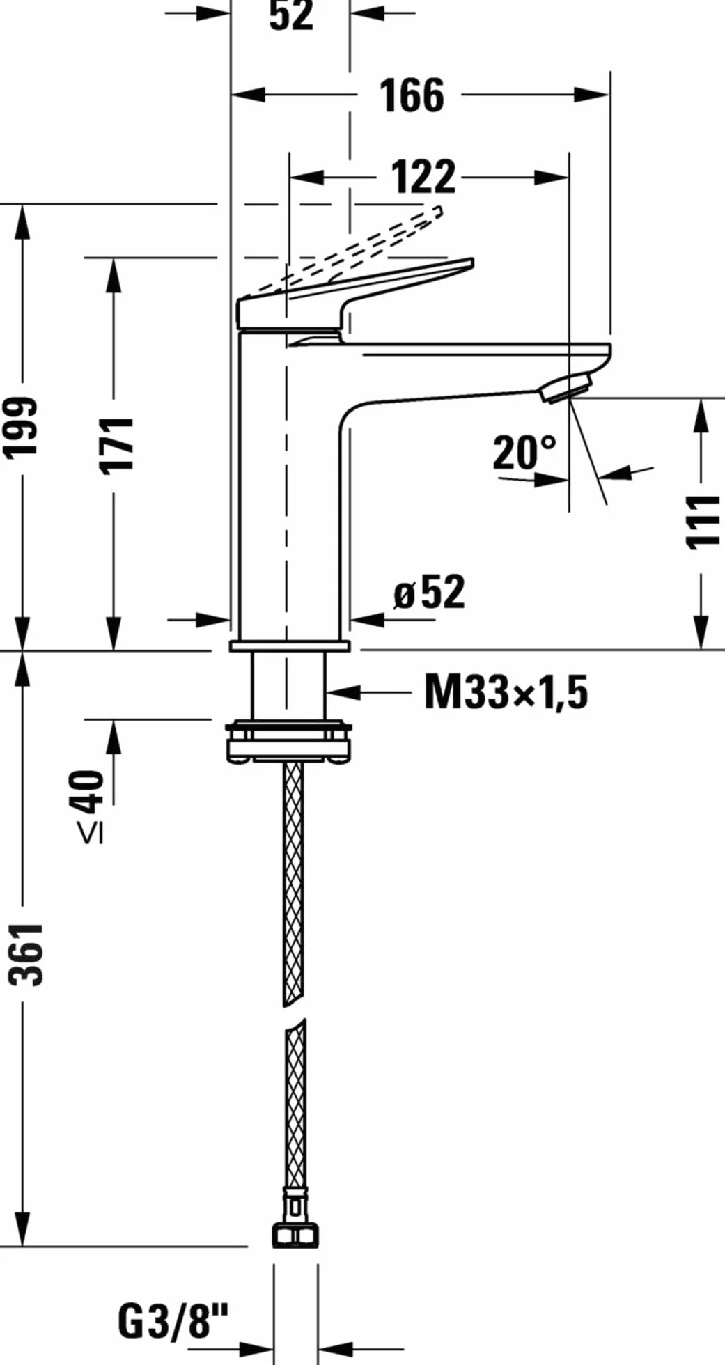 Duravit WA1020002034 Wave bateria umywalkowa, złota polerowana
