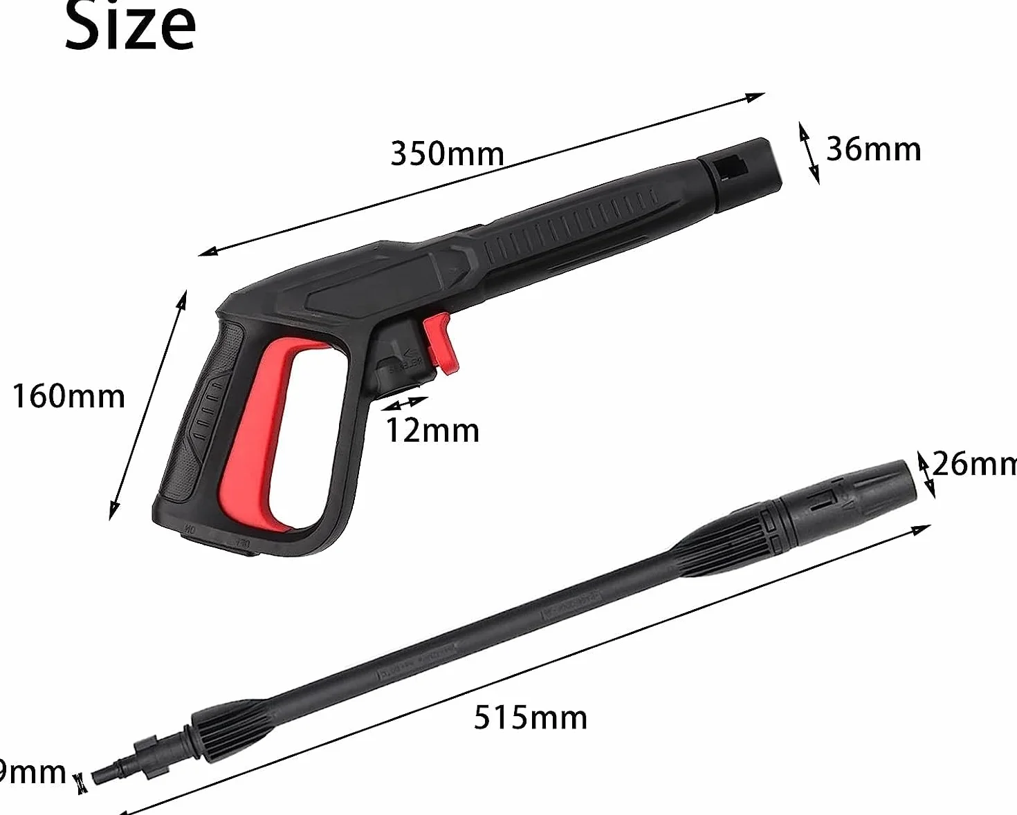 YUET Trigger wysokociśnieniowy pistolet myjka strumieniowa zestaw akcesoriów system szybkiego uwalniania do Bosch AQT Black & Decker, dysza natryskowa do lancy brudnej, regulowany wąż czyszczący 2350