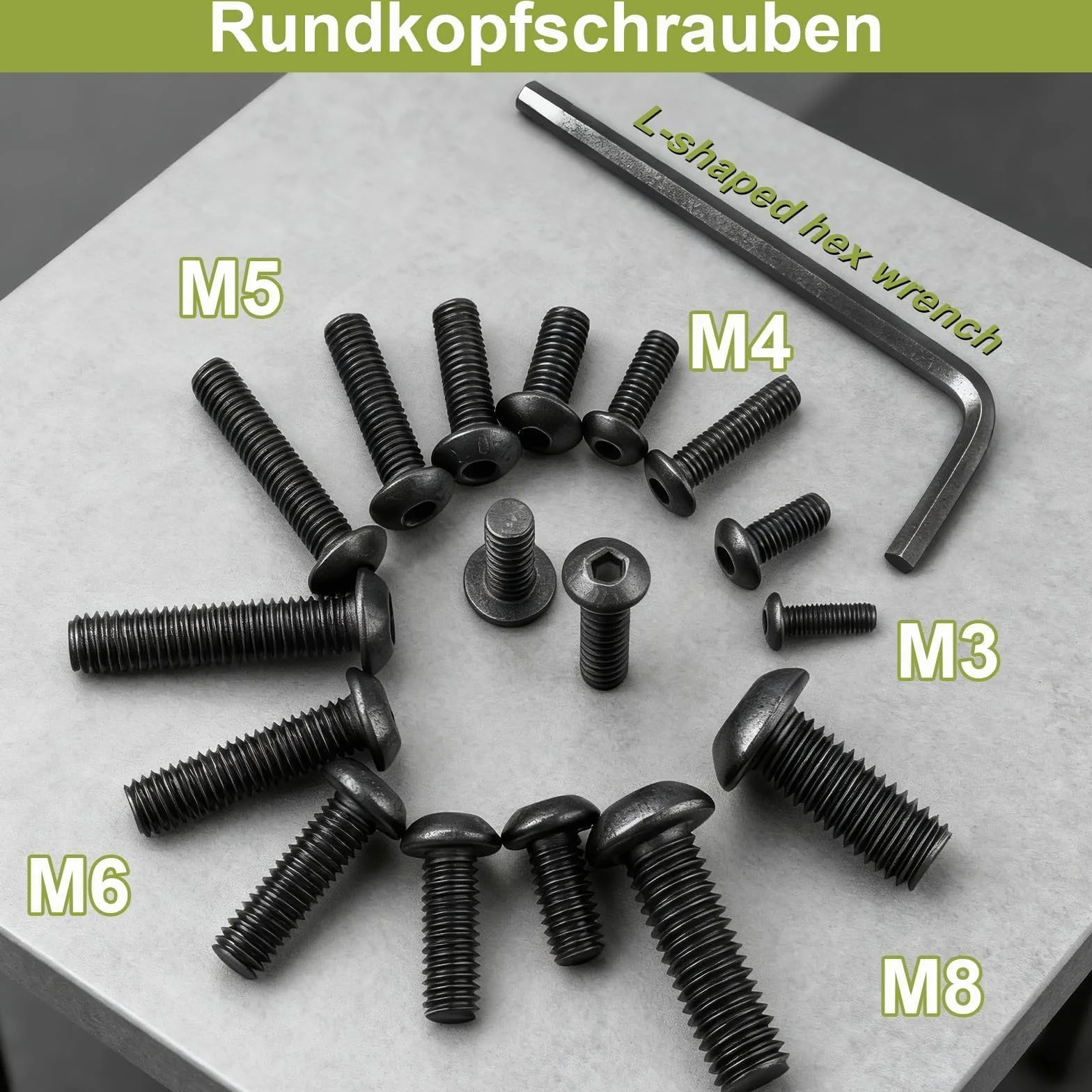 40 sztuk śrub z łbem soczewkowym M5 x 16 mm M5 304 śruby ze stali nierdzewnej czarne śruby z łbem płaskim z kluczami imbusowymi do dekoracji mebli i budownictwa