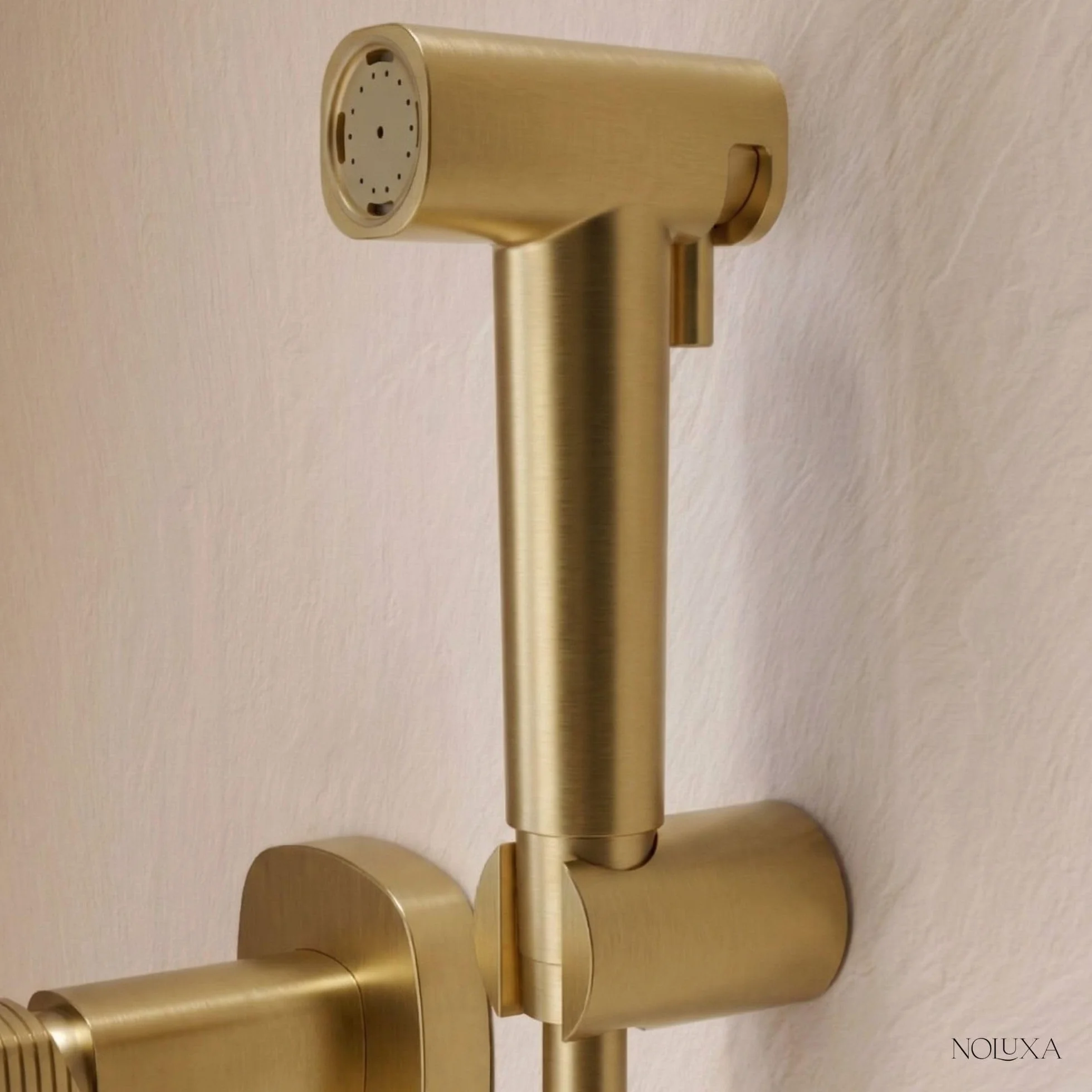 IMEX Bidet prysznic z ciepłą i zimną wodą w kolorze złotym. Bidet do zabudowy kran do toalety ze szczotkowanego złota, higieniczna pojedyncza rączka do toalety, zamiennik kranu bidetowego, seria
