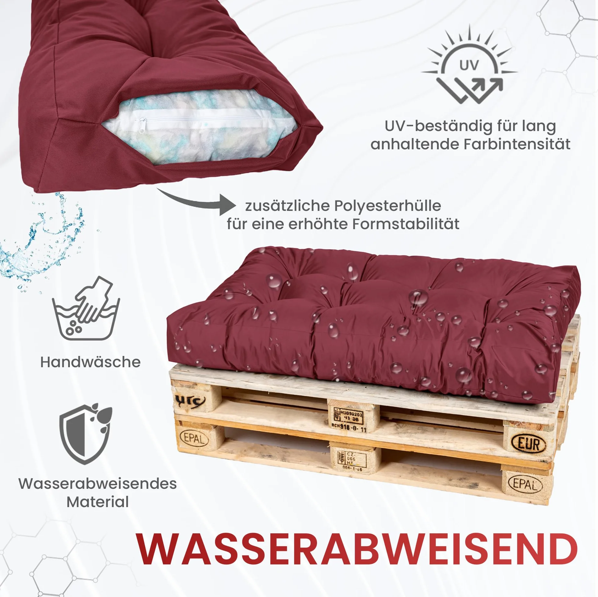TexDeko® Garden Poduszki na palety 120x80x18 cm wodoodporne odporne na UV premium pikowane poduszki na siedzisko nakładka na palety euro (2)