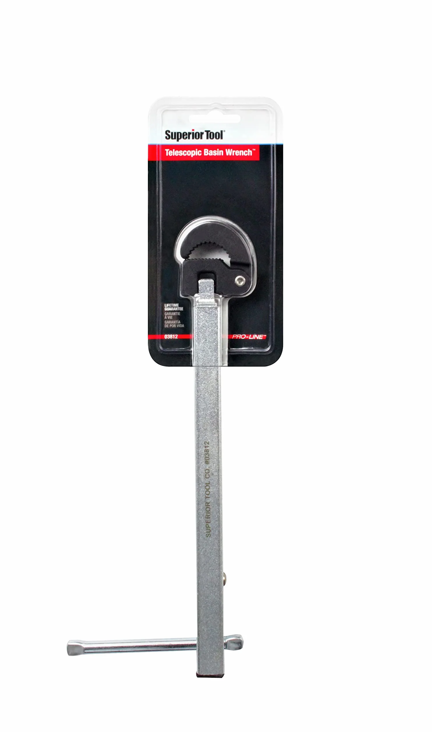 Superior Tool 03812 Teleskopowy klucz do umywalki - bezstopniowa regulacja klucza umywalkowego mieści do 2,5 cm nakrętki sześciokątne i kwadratowe i rozciąga się od 28 do 17 cali