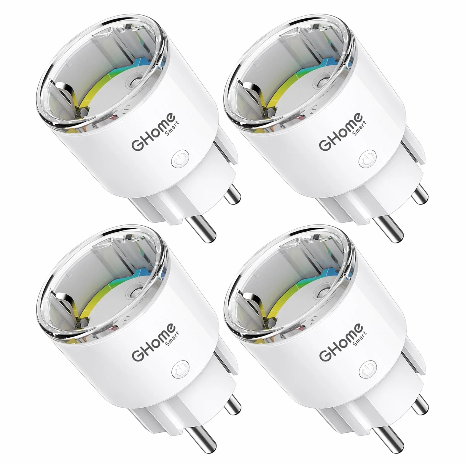 Mini gniazdko WiFi, inteligentne gniazdko z certyfikatem TÜV z aplikacją, pomiar zużycia prądu, programowalna inteligentna wtyczka z Alexa i Google Home, funkcja czasu, Bianco, 4 szt