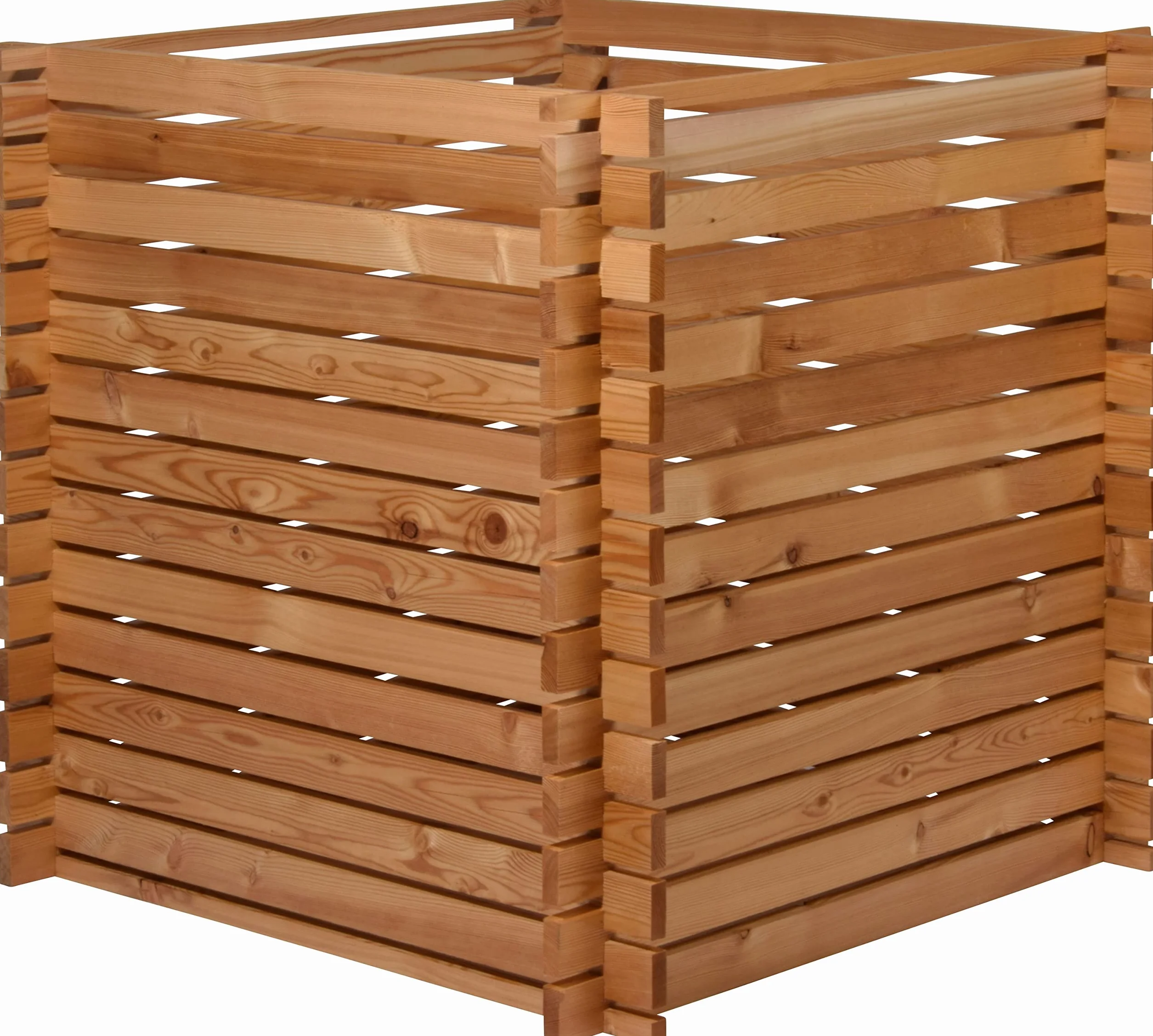 dobar® Green Label 58630FSCe kompostownik z drewna modrzewiowego, z systemem wtykowym, kwadratowy pojemnik na kompostownik z litego drewna, 420 l, zestaw do montażu, 79 x 79 x 79 cm, kolor naturalny