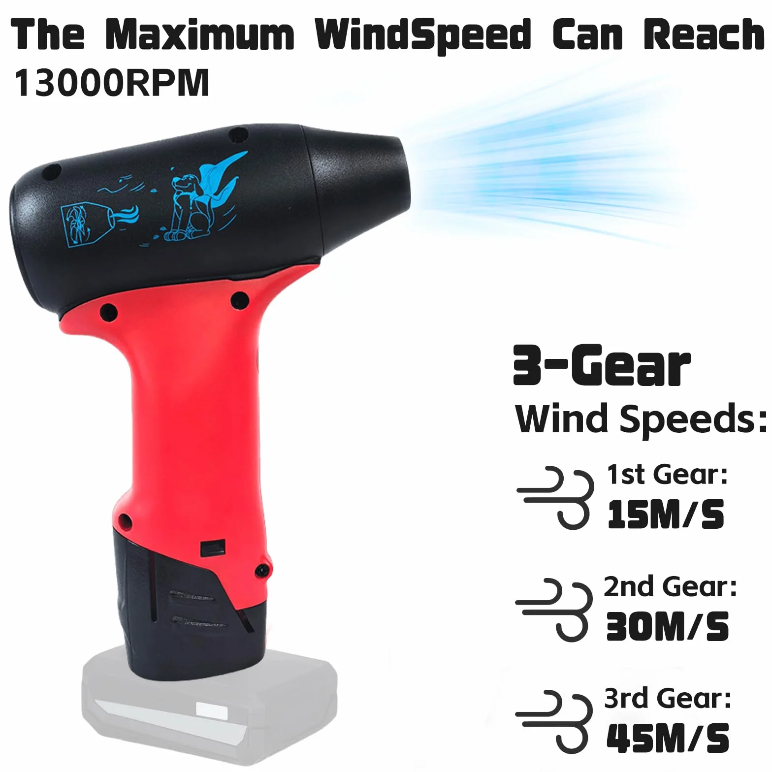 M12 Akumulatorowa dmuchawa do liści 12V, Jet Blower 130 000 obr./min, bezszczotkowy silnik
