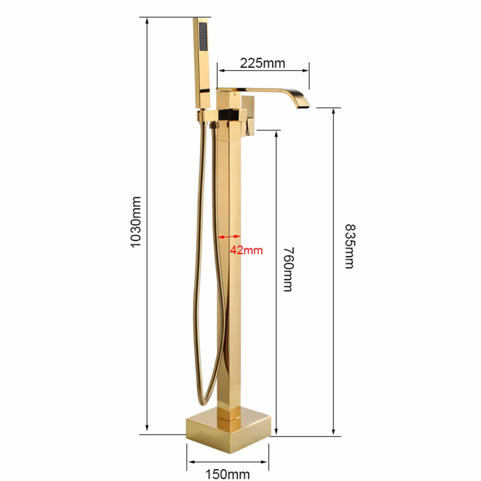 Bateria wannowo-prysznicowa Rose Gold wolnostojąca bateria wannowa z prysznicem Obrotowa bateria 360° Bateria wannowo-prysznicowa Zawór przełączający
