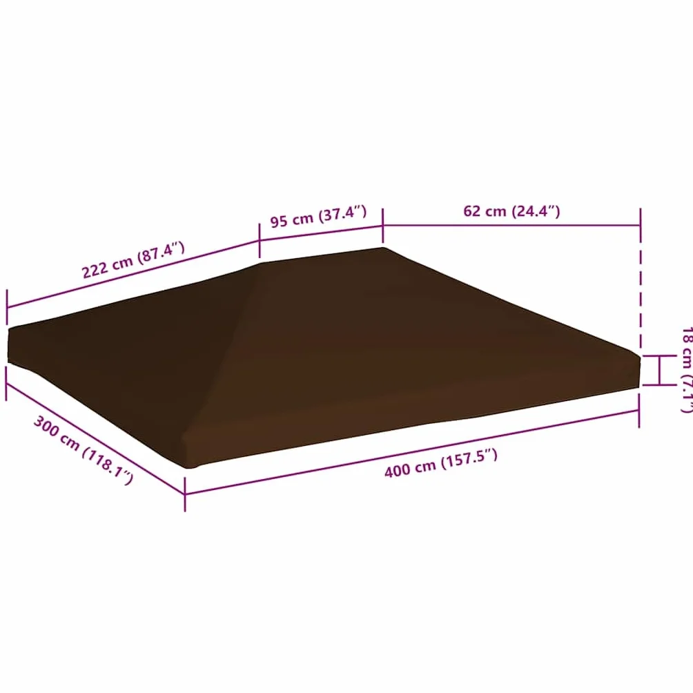 vidaXL Zadaszenie do altany 310 g/m² 3 x 4 m brązowe