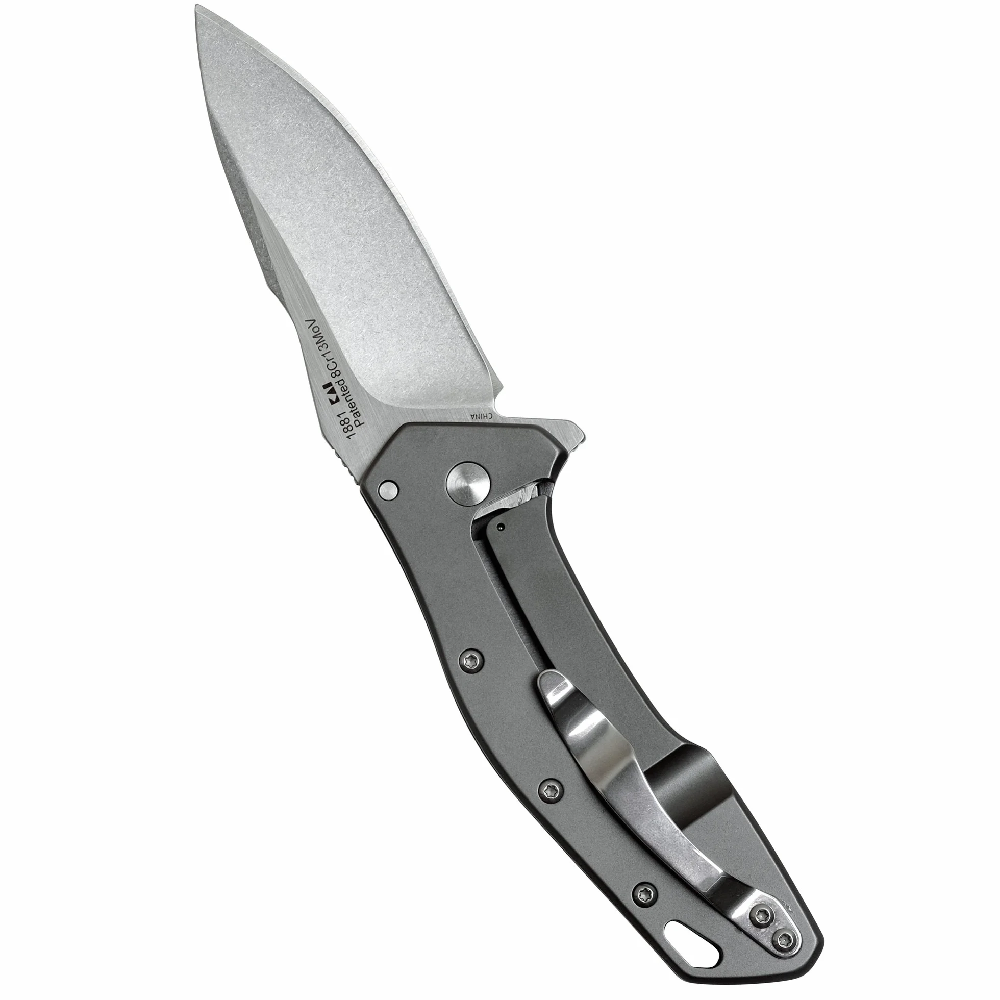 Kershaw 1881 nóż jednoręczny ERIS stal 8Cr13MoV SpeedSafe Frame Lock powłoka tytanowa uchwyt stalowy klips nóż, niebieski, M