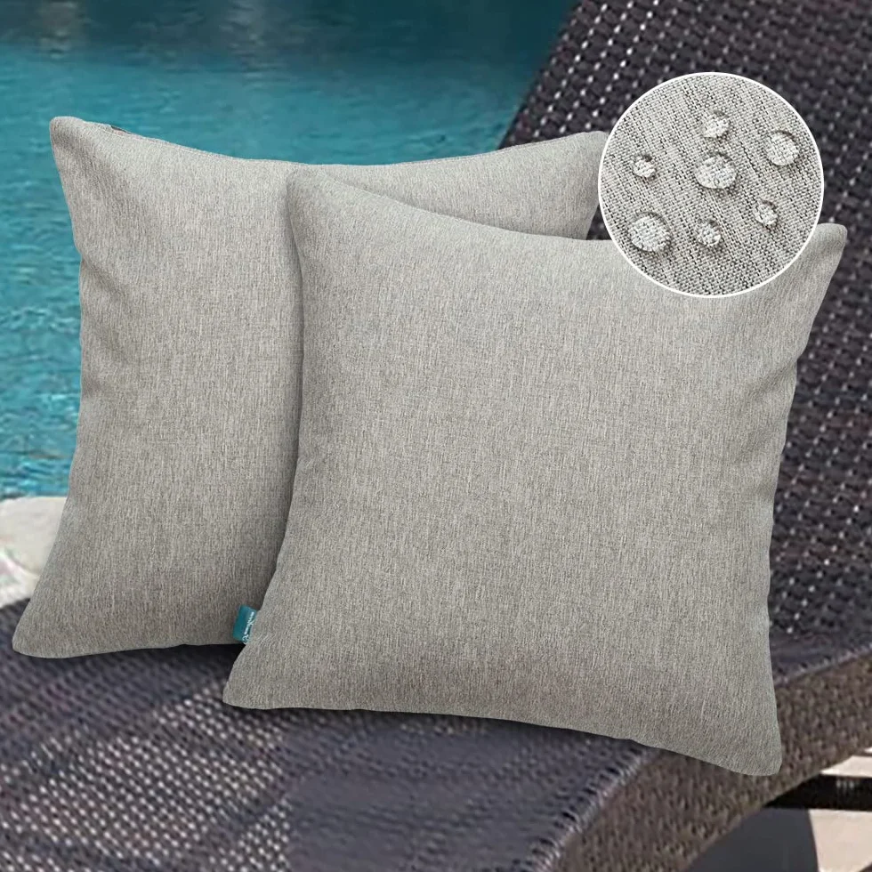 Zestaw 2 zewnętrznych wodoodpornych poszewek na poduszki 18 x 18 cali, świąteczna poduszka dekoracyjna Sham poszewka na poduszkę do namiotu ogrodowego Patio Balkon Sofa Sofa(ND19030)