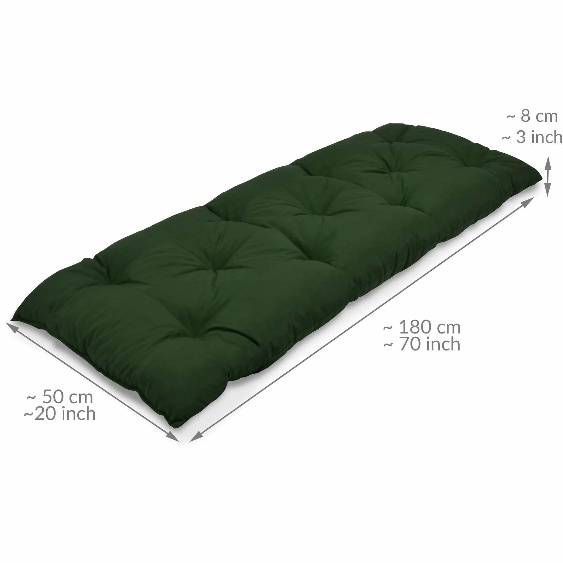 Beautissu Flair BK Poduszka na ławkę ogrodową 3-osobowa 180x50x50 cm Ciemnozielona