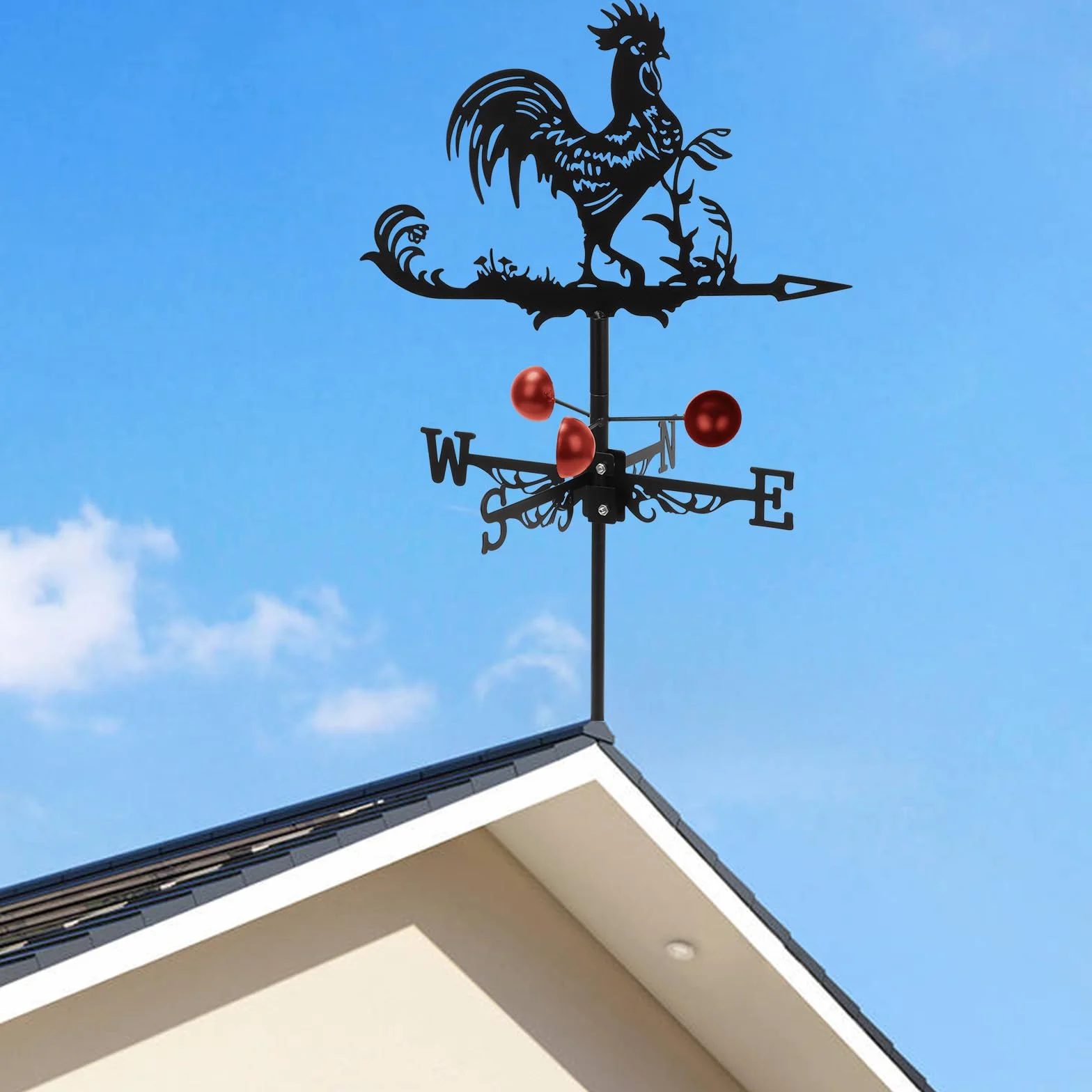 Metalowy wiatrowskaz widłowy, kołowrotek w kształcie koguta, narzędzie do pomiaru wiatru, wiatrowskaz na podwórko, stodołę, szopę, ozdobę dachową i ogrodową, 58 x 33 cm