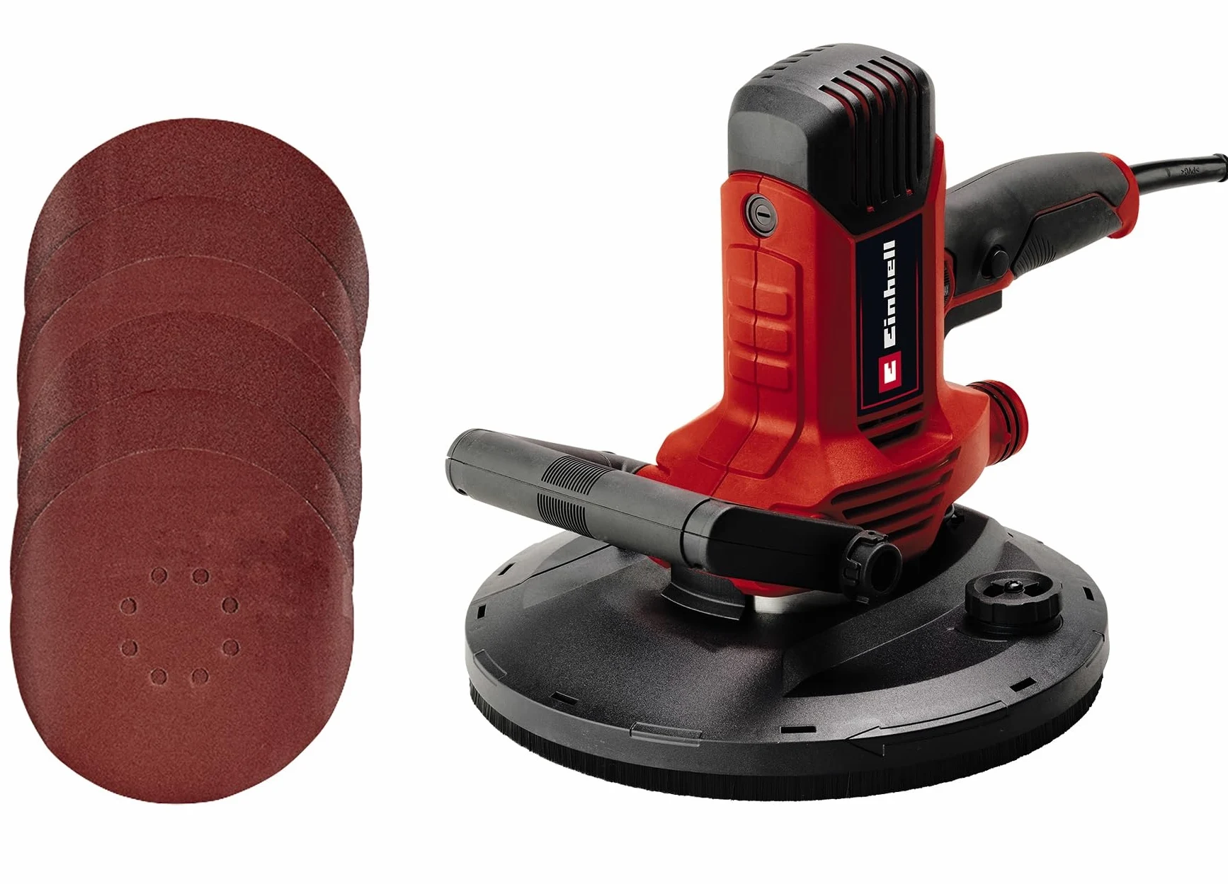 Einhell Szlifierka do suchej zabudowy TC-DWS 225 (1220 W, talerz szlifierski z wieńcem szczotkowym, zintegrowane odsysanie kurzu, w zestawie 6 x papier ścierny Ø 225 mm)