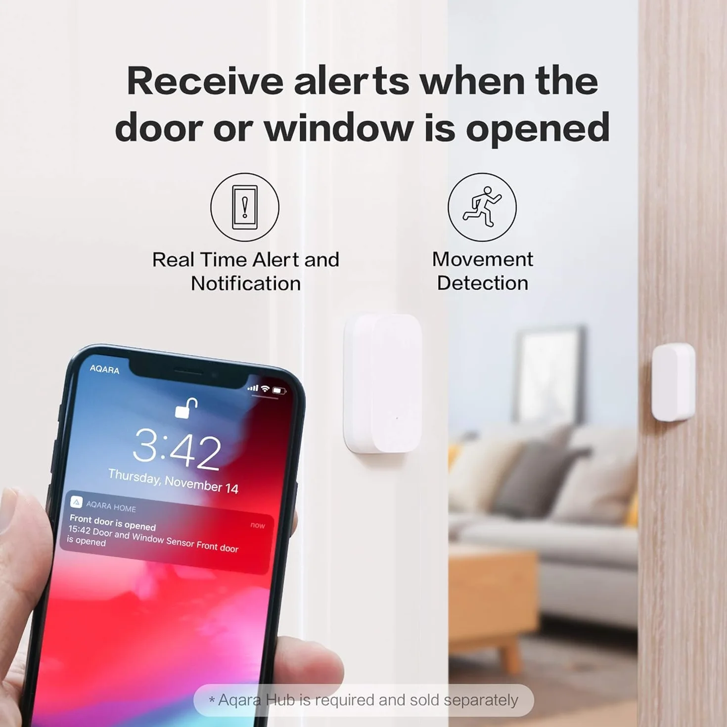 Aqara Czujnik Otwarcia Drzwi i Okien, WYMAGANY HUB OD AQARA, Zigbee, Bezprzewodowy Miniczujnik Kontaktu do Systemu Alarmowego i Automatyzacji Domu, Kompatybilny z HomeKit, Alexa, Działa z IFTTT