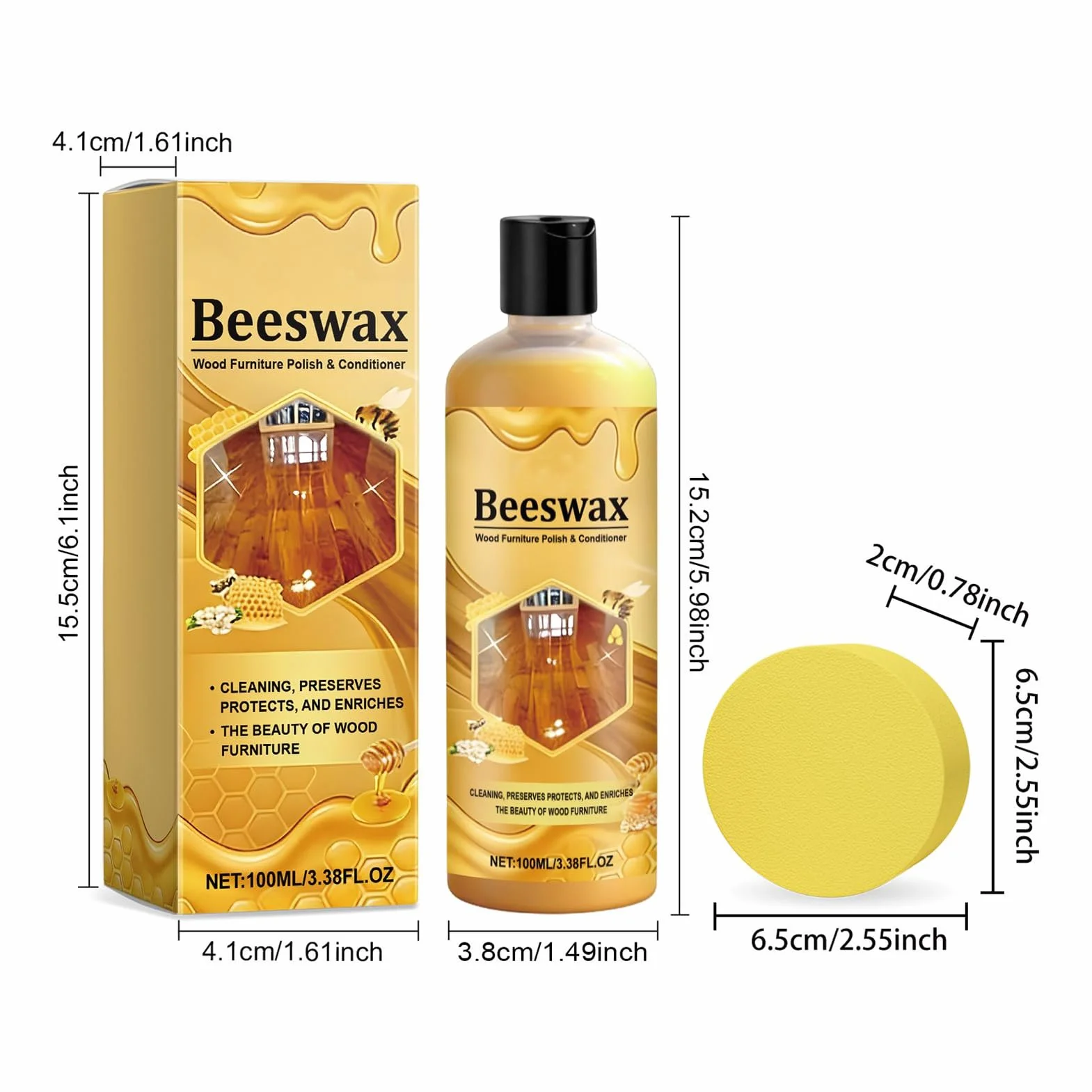 Meble do drewna | 100 ml naturalnego olejku z połyskiem - pasta | do usuwania i rozjaśniania szafek, stołów, drzwi, szuflad, podłóg kuchennych, desek do krojenia i