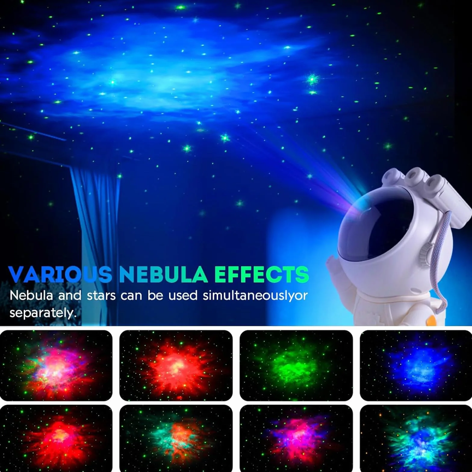 Astronauta LED Galaxy Projector Star Night Light Astronauta Star Projector z timerem i pilotem zdalnego sterowania Mgławica do sypialni i projektorów sufitowych Prezenty dla dzieci i dorosłych