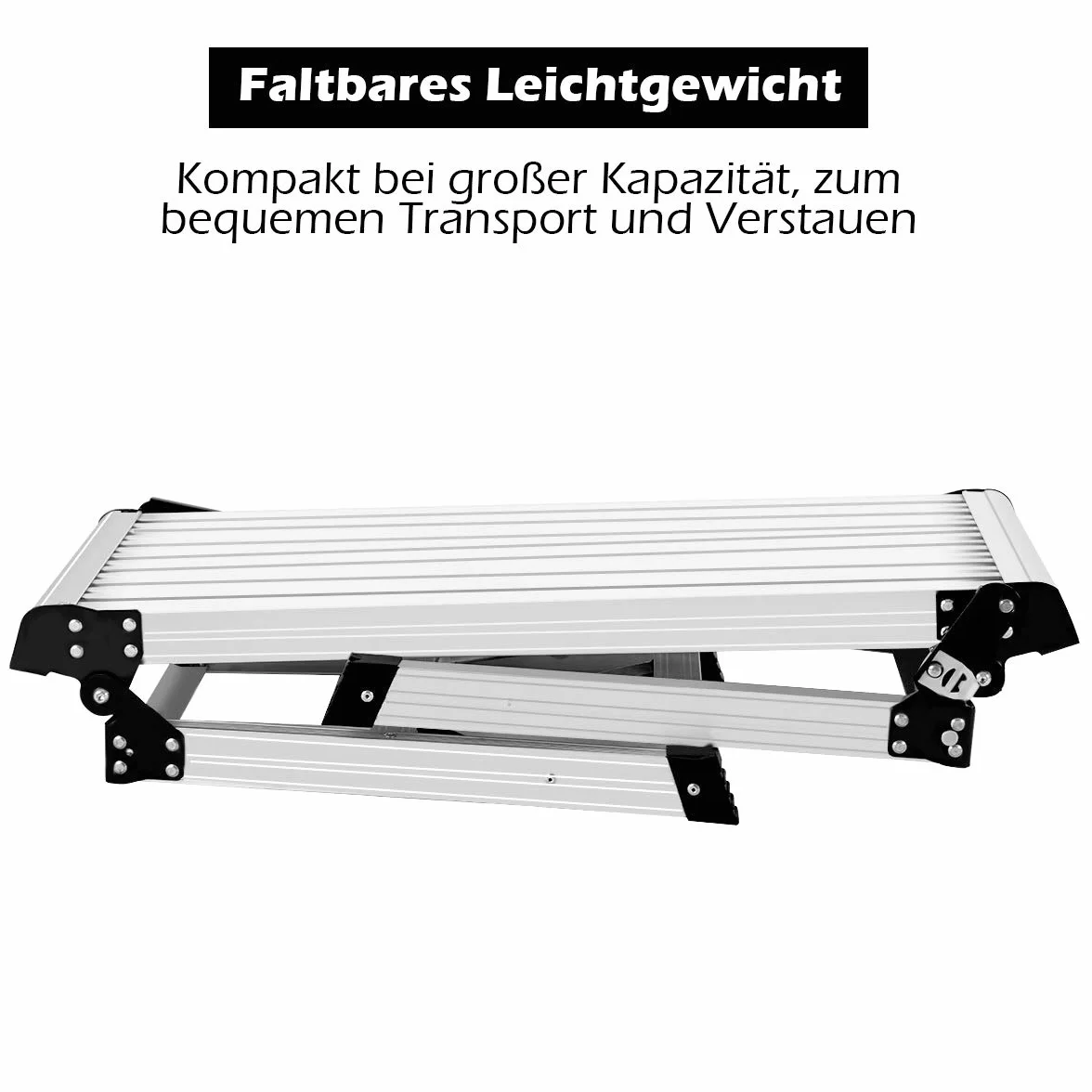 COSTWAY Aluminiowa platforma robocza, składana drabina z aluminiową platformą, składany stół warsztatowy, obciążenie do 150 kg, do garażu, ciężarówki, wewnątrz i na zewnątrz