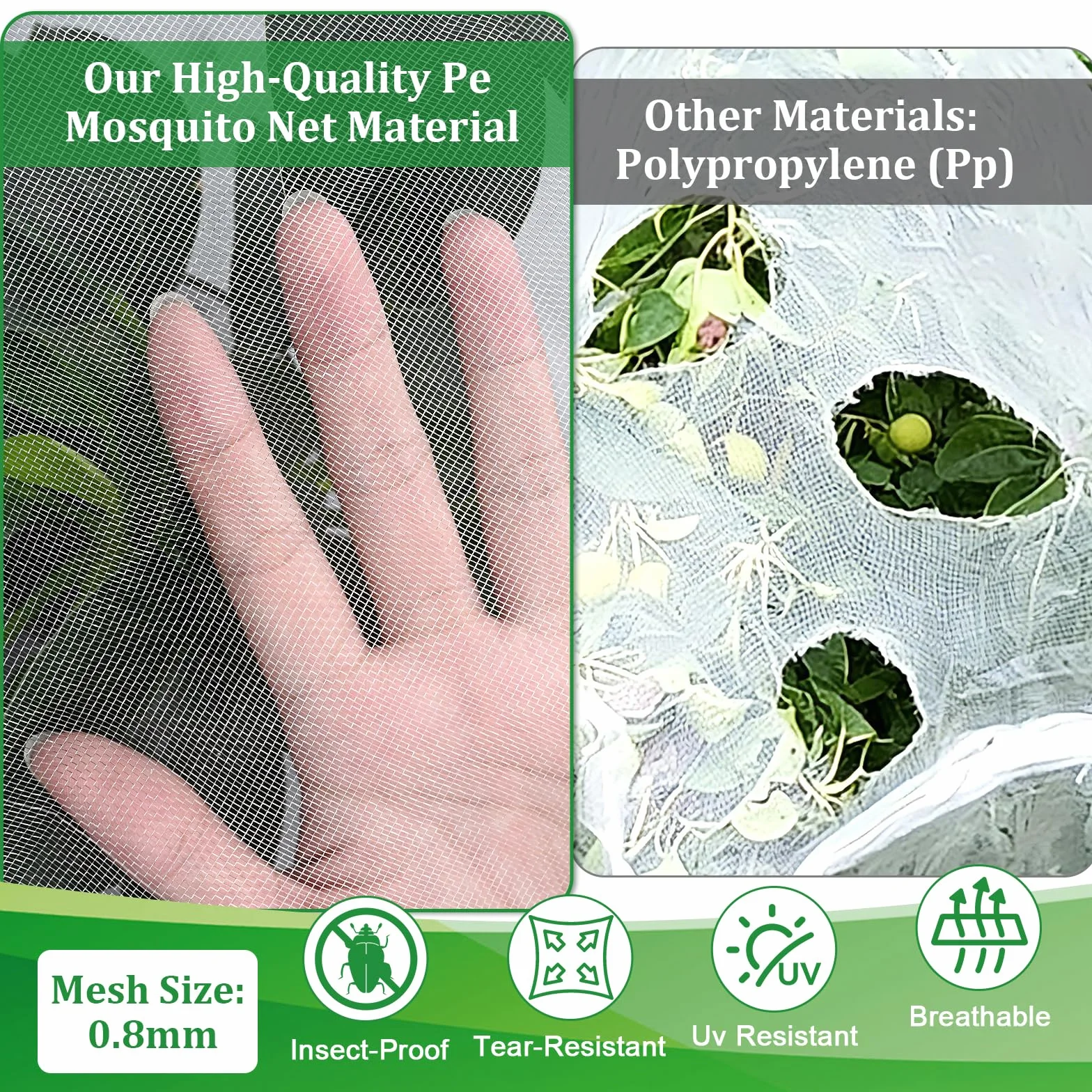 Siatka ochronna roślin 183 x 215 cm na drzewa owocowe z zamkiem błyskawicznym