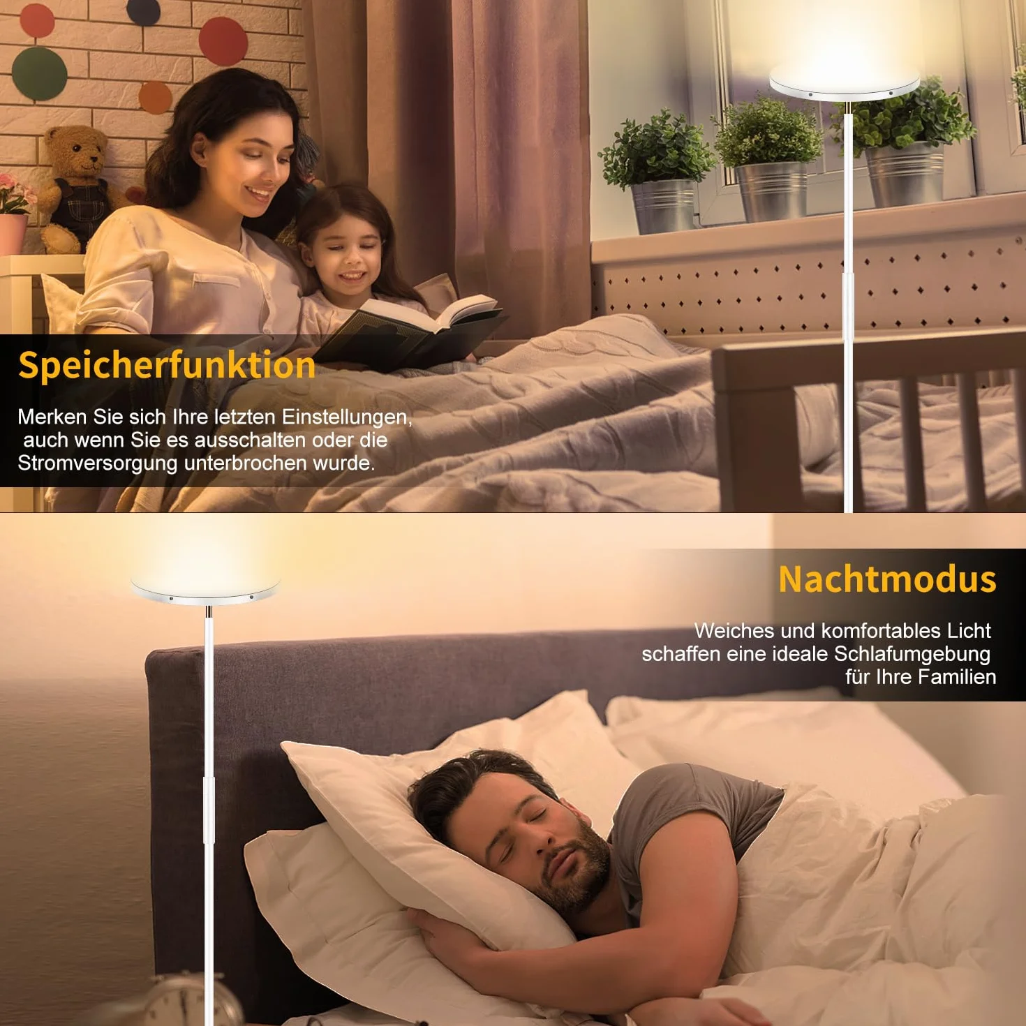 Biały Lampa podłogowa LED, 3600LM 36W Super jasna ściemnialna lampa podłogowa Salon 2700K-6500K Stepless Dimming, zdalne sterowanie i sterowanie dotykowe, nowoczesna lampa podłogowa do Sypialnia Biuro